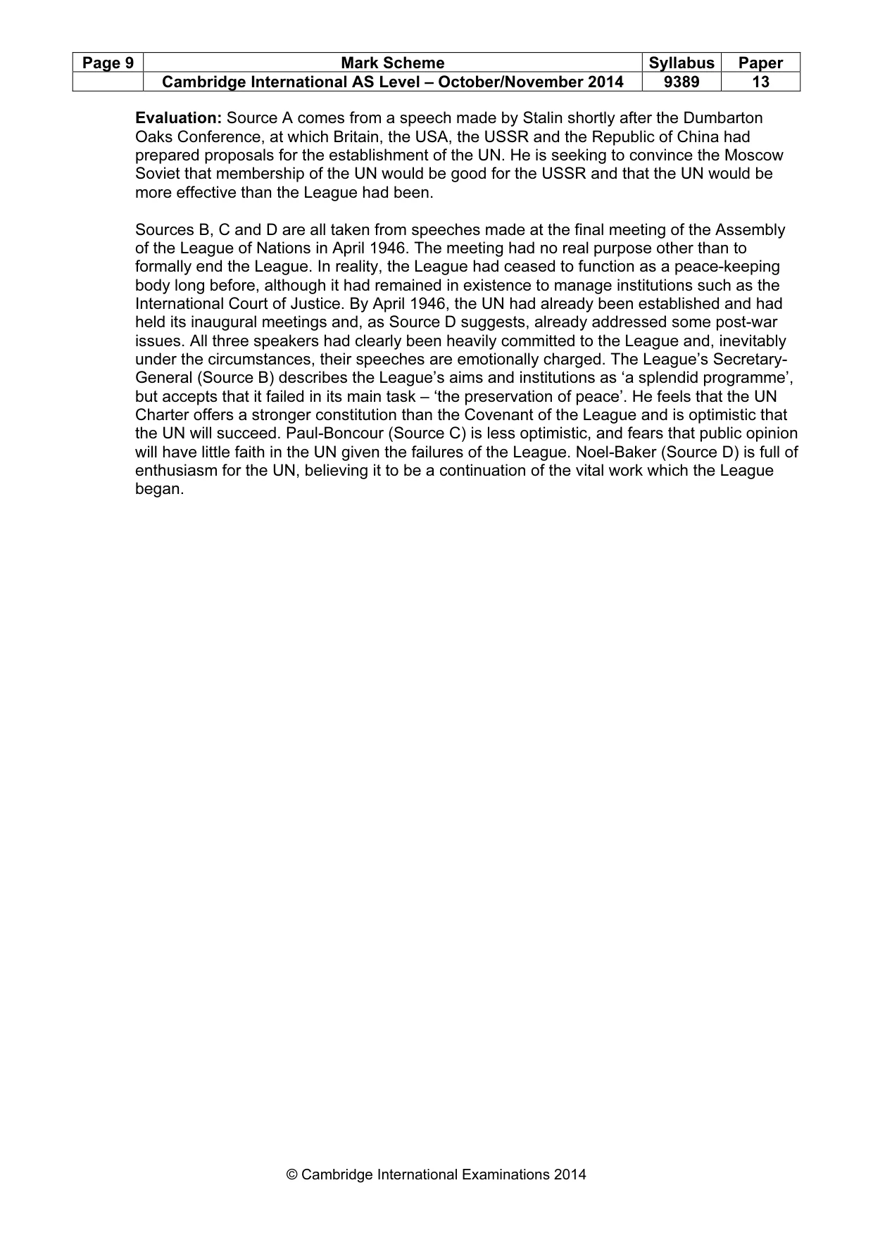 Mark scheme, page 9 of 9