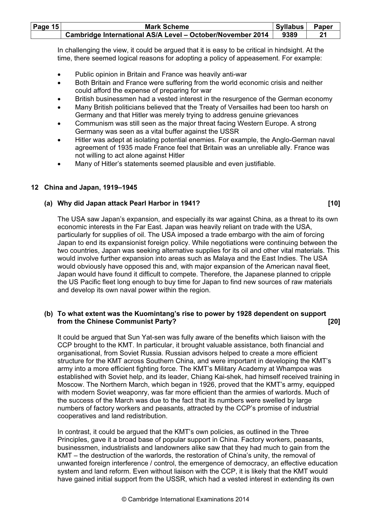 Mark scheme, page 15 of 16
