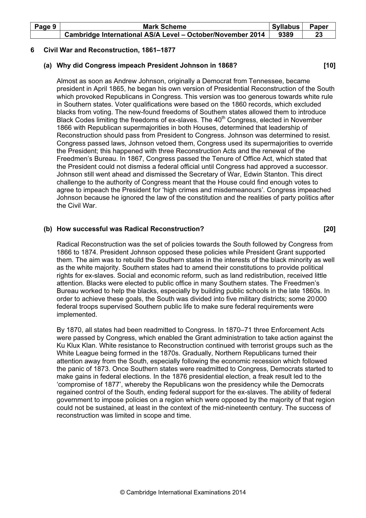 Mark scheme, page 9 of 15