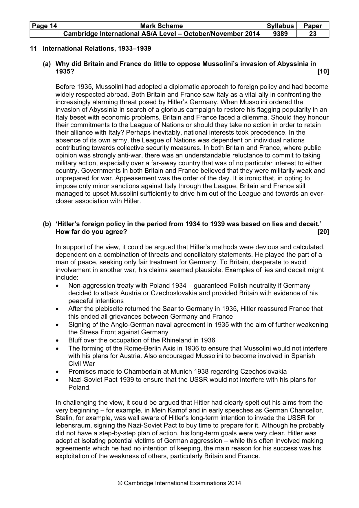 Mark scheme, page 14 of 15