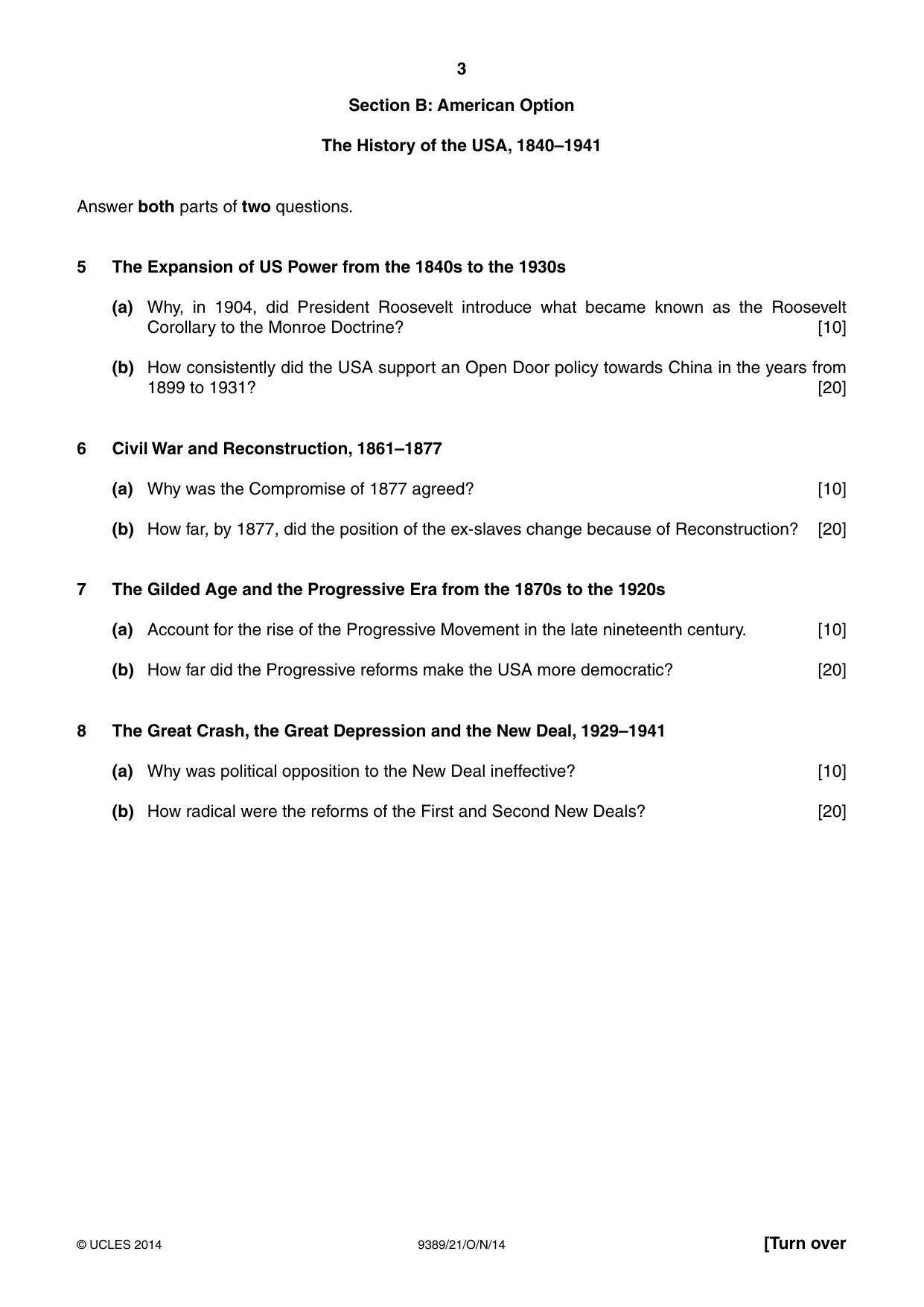 Cambridge A Level History 9389 2014 Oct/Nov Paper 2 · Variant 1 question paper, page 3 of 4