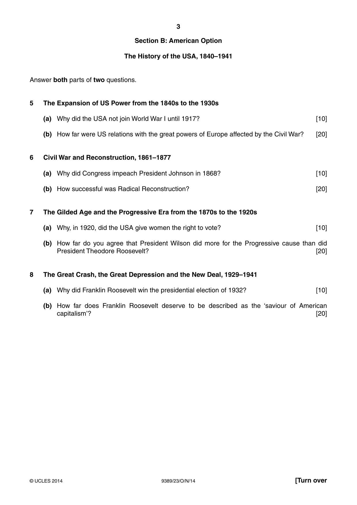Cambridge A Level History 9389 2014 Oct/Nov Paper 2 · Variant 3 question paper, page 3 of 4