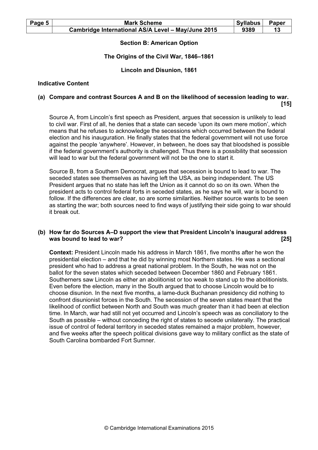 Mark scheme, page 5 of 9