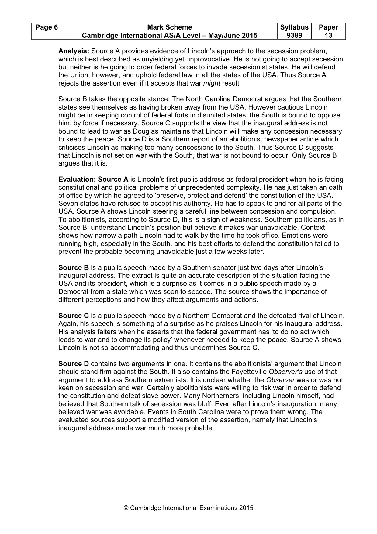 Mark scheme, page 6 of 9