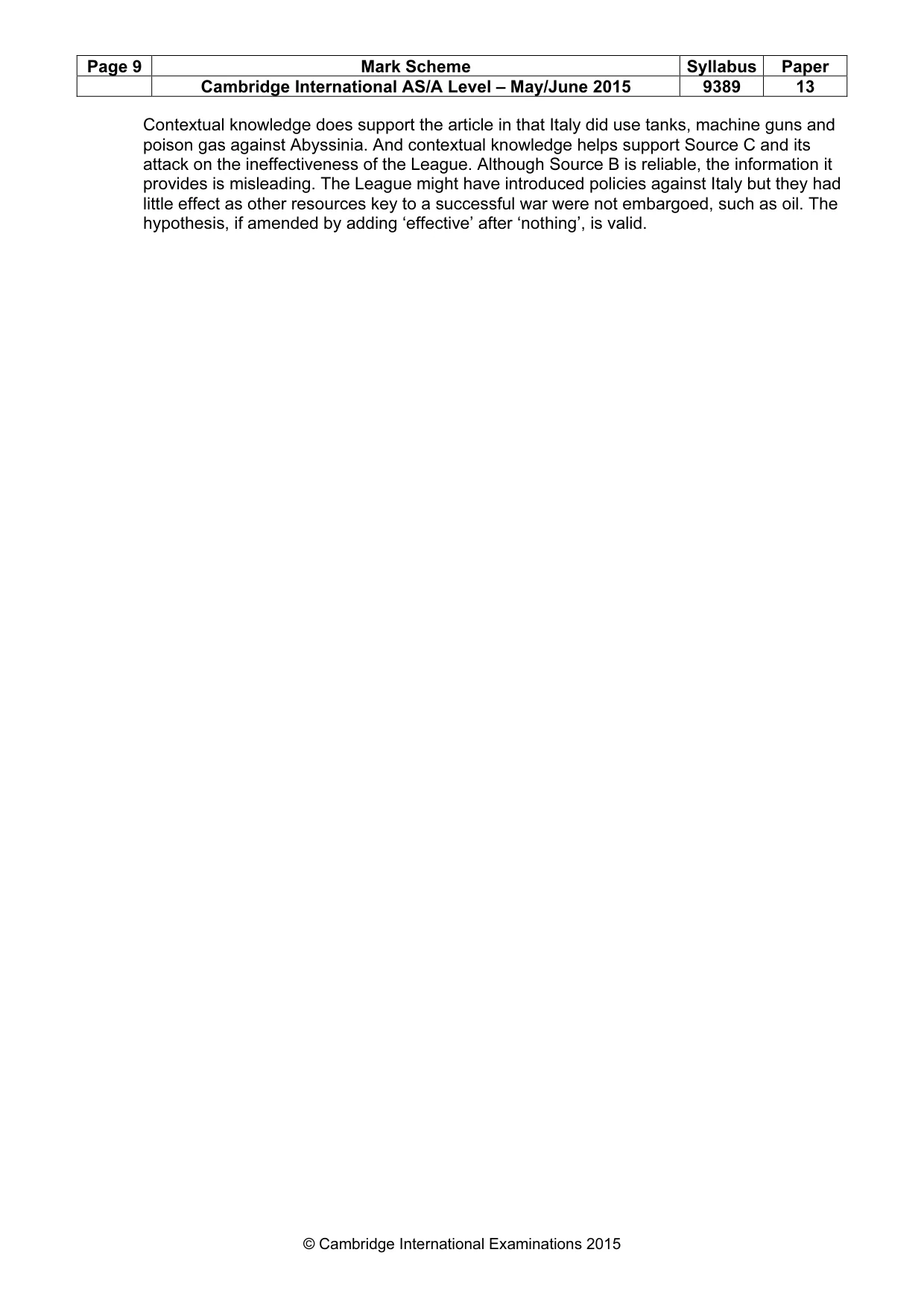 Mark scheme, page 9 of 9