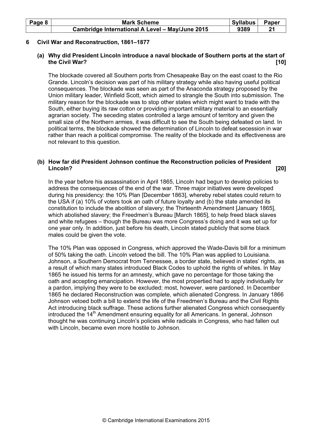 Mark scheme, page 8 of 14