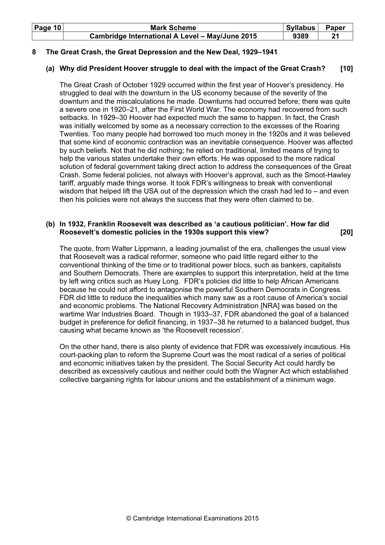 Mark scheme, page 10 of 14