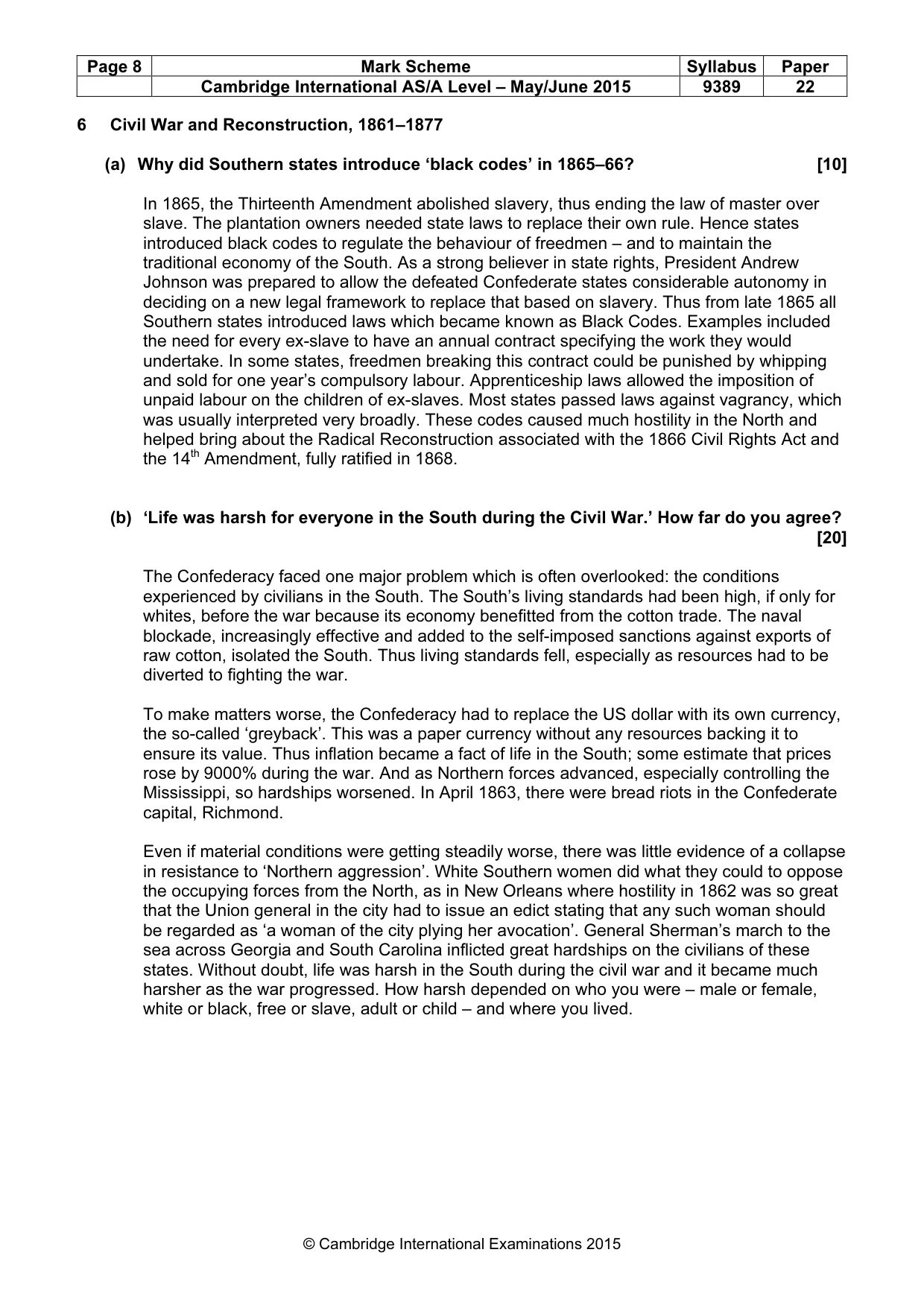 Mark scheme, page 8 of 14