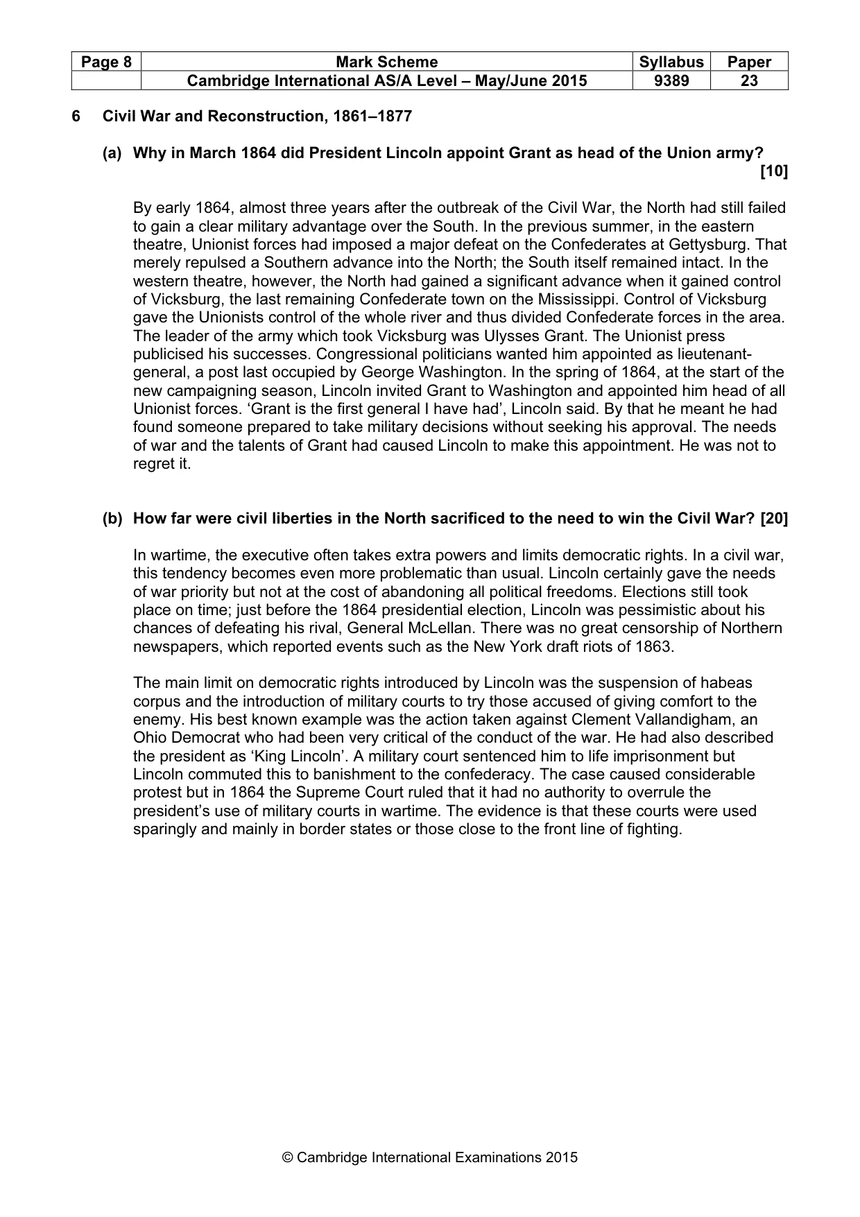Mark scheme, page 8 of 14