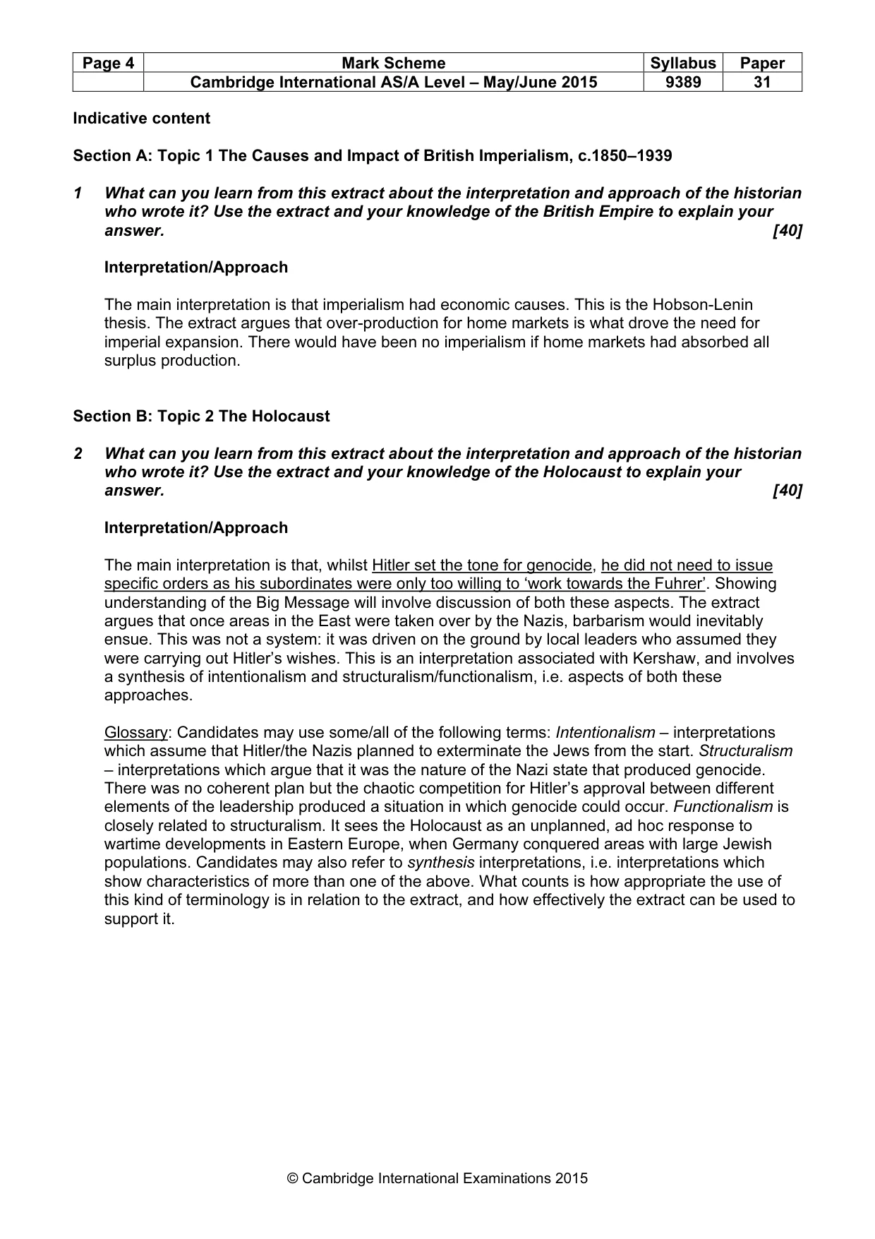 Mark scheme, page 4 of 5