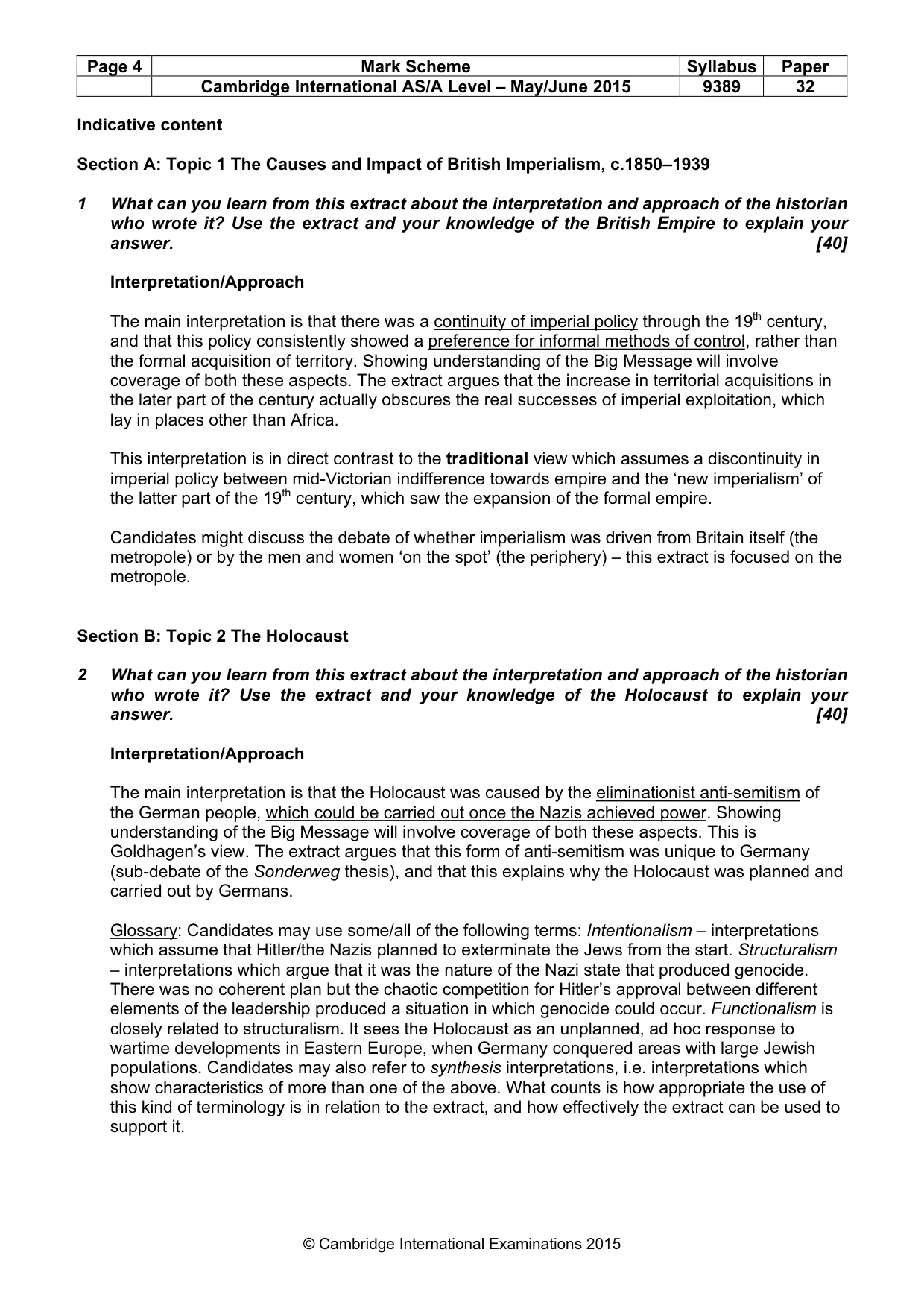 Mark scheme, page 4 of 5