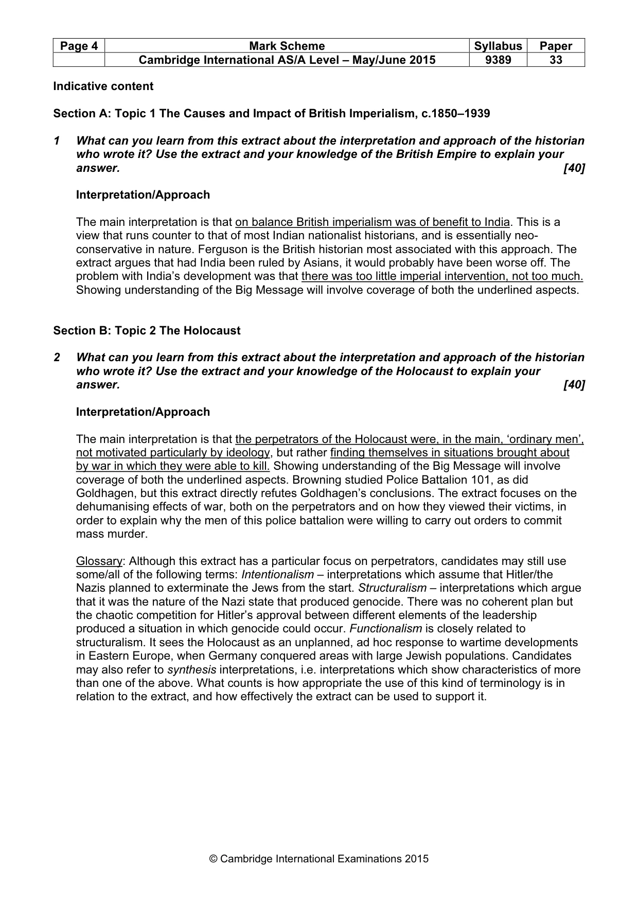 Mark scheme, page 4 of 5