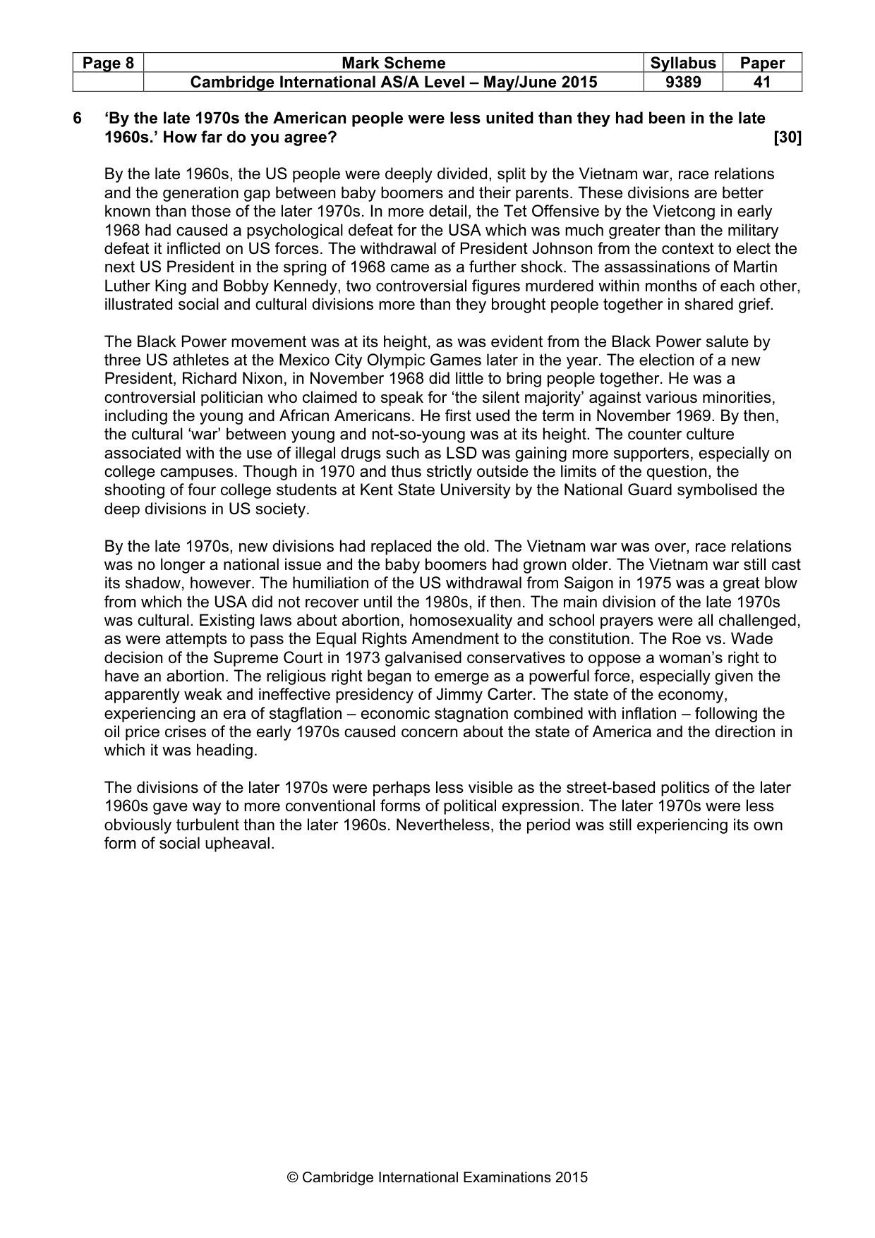 Mark scheme, page 8 of 14
