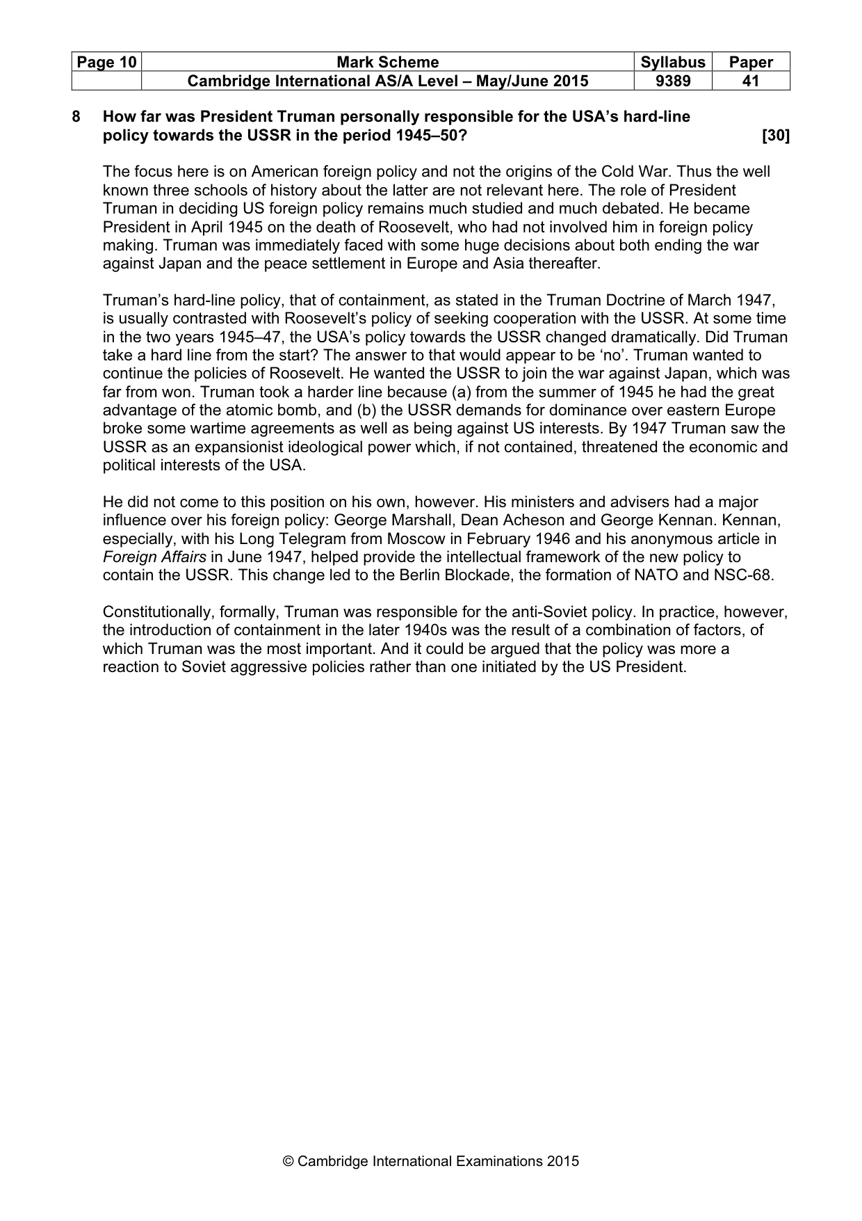 Mark scheme, page 10 of 14