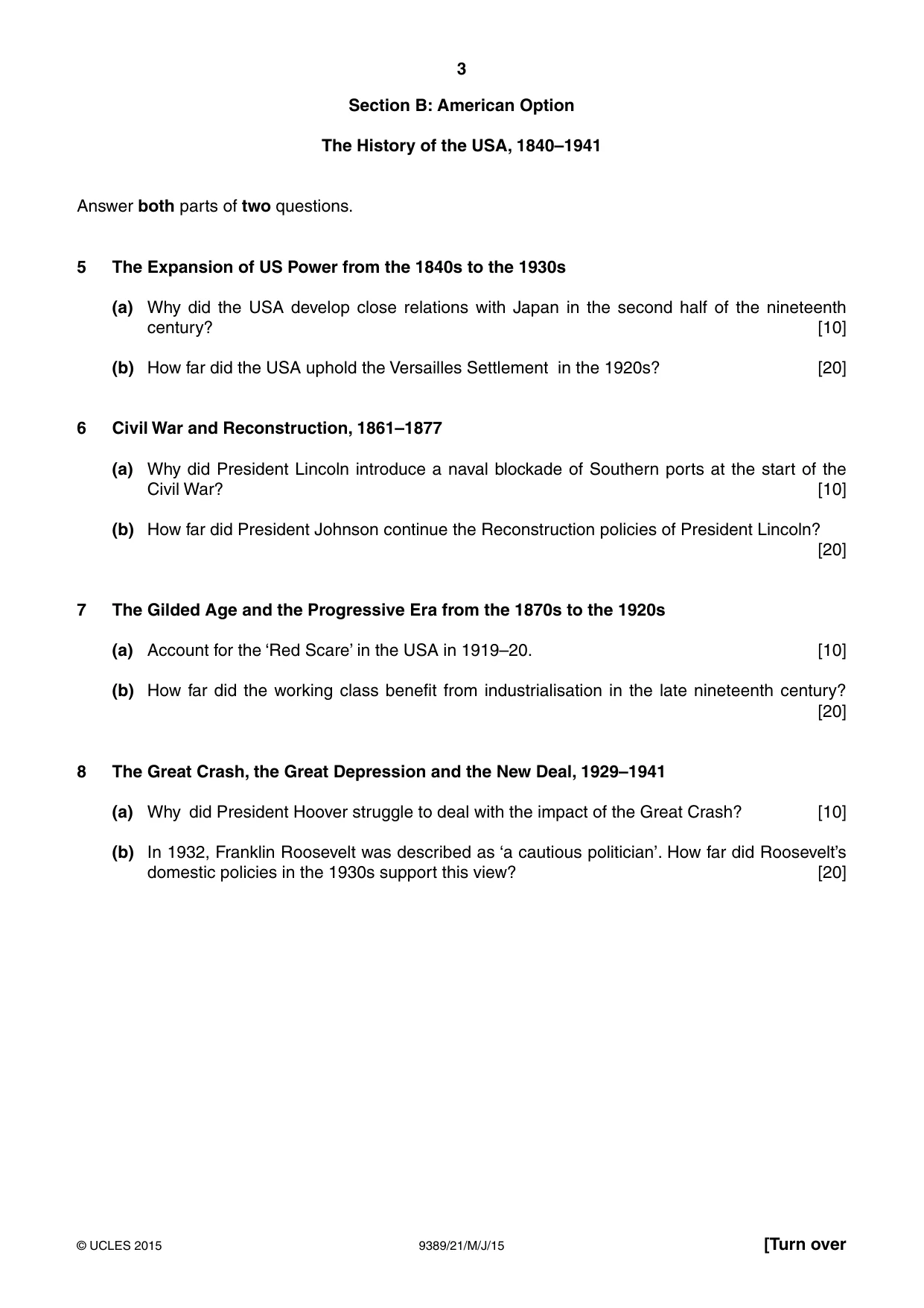 Cambridge A Level History 9389 2015 May/June Paper 2 · Variant 1 question paper, page 3 of 4