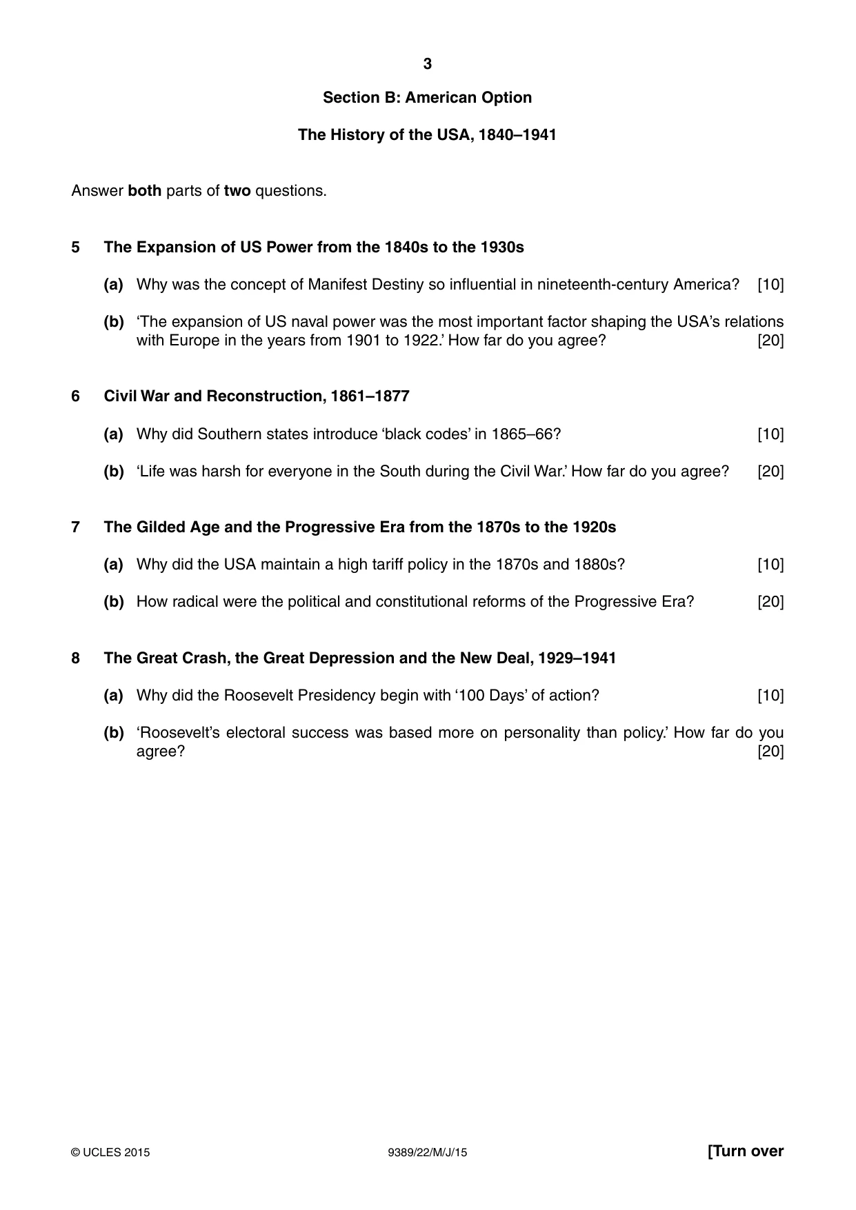 Cambridge A Level History 9389 2015 May/June Paper 2 · Variant 2 question paper, page 3 of 4