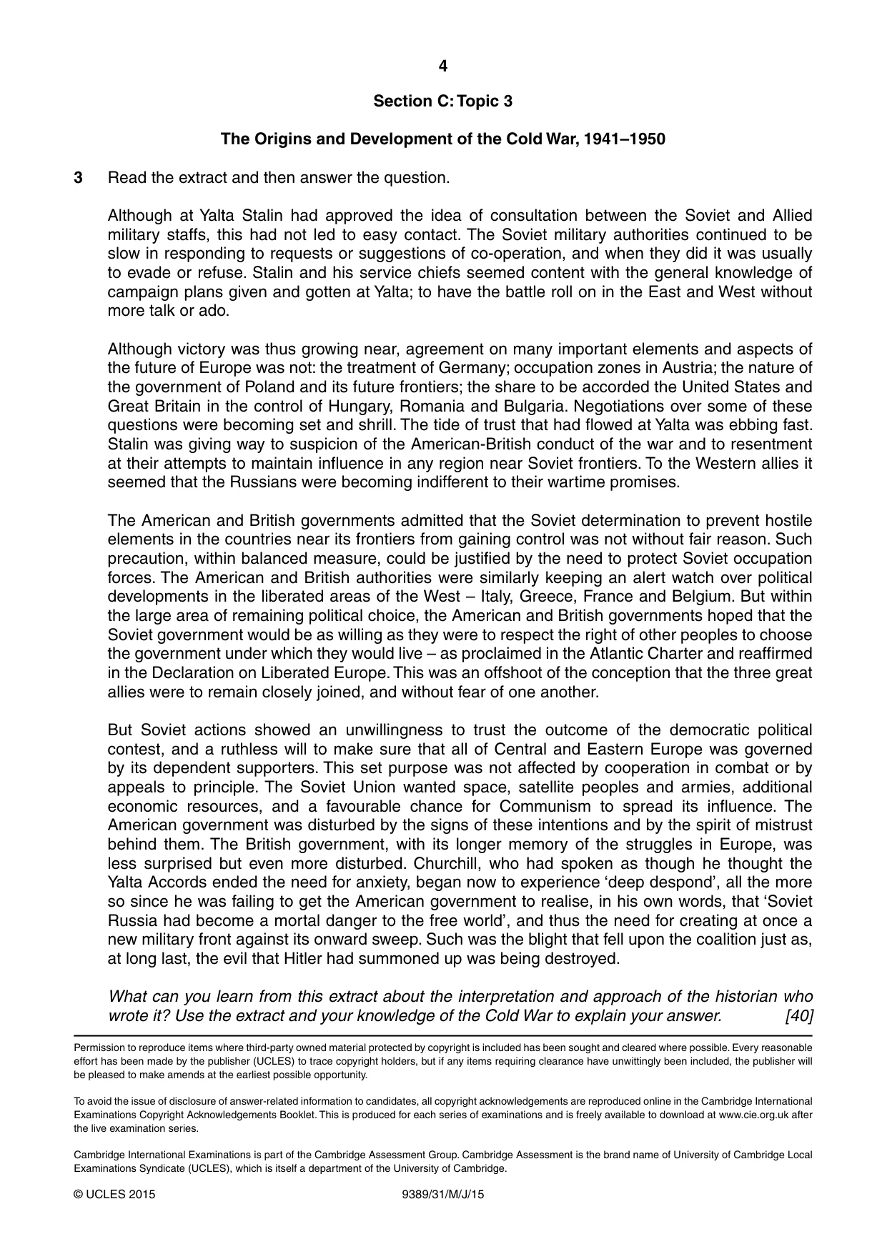 Cambridge A Level History 9389 2015 May/June Paper 3 · Variant 1 question paper, page 4 of 4