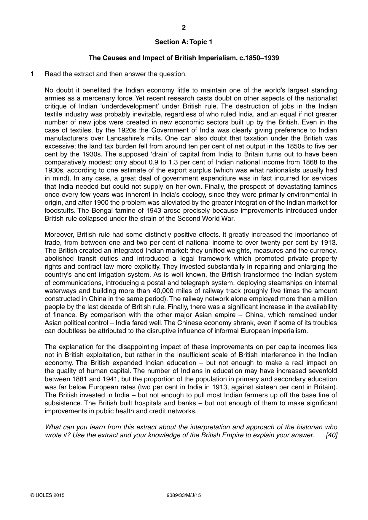 Cambridge A Level History 9389 2015 May/June Paper 3 · Variant 3 question paper, page 2 of 8