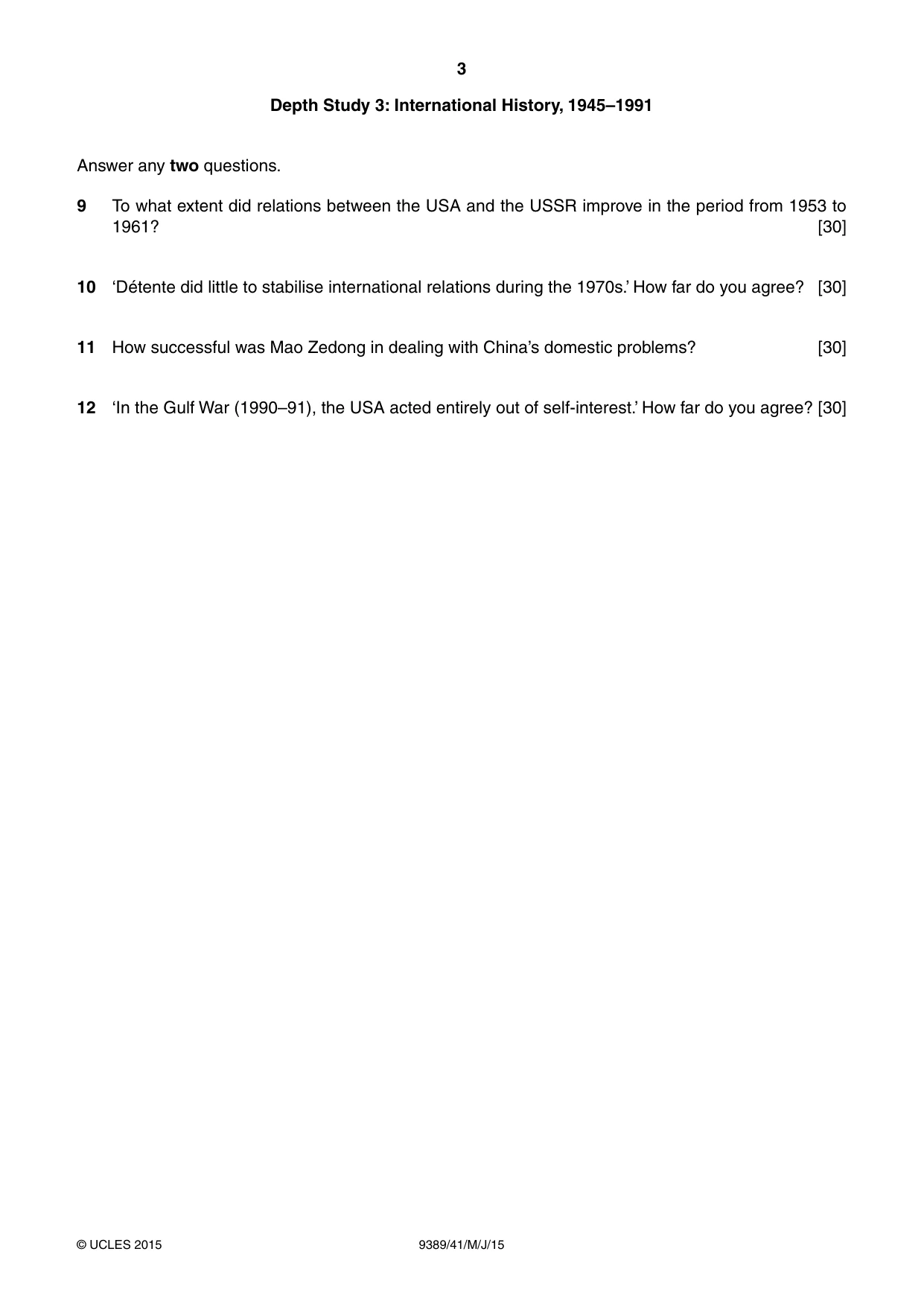 Cambridge A Level History 9389 2015 May/June Paper 4 · Variant 1 question paper, page 3 of 4