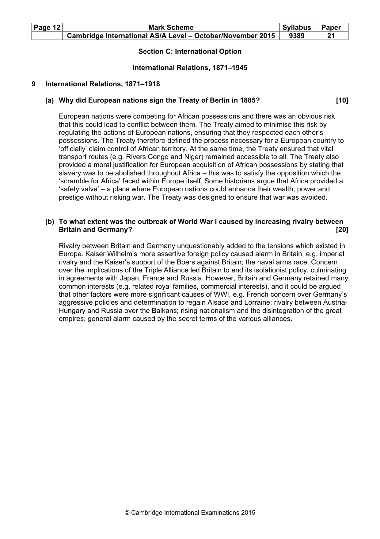 Mark scheme, page 12 of 15