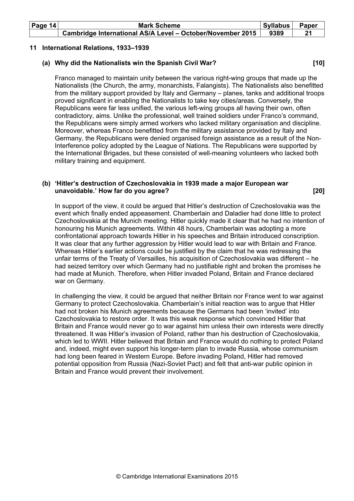 Mark scheme, page 14 of 15