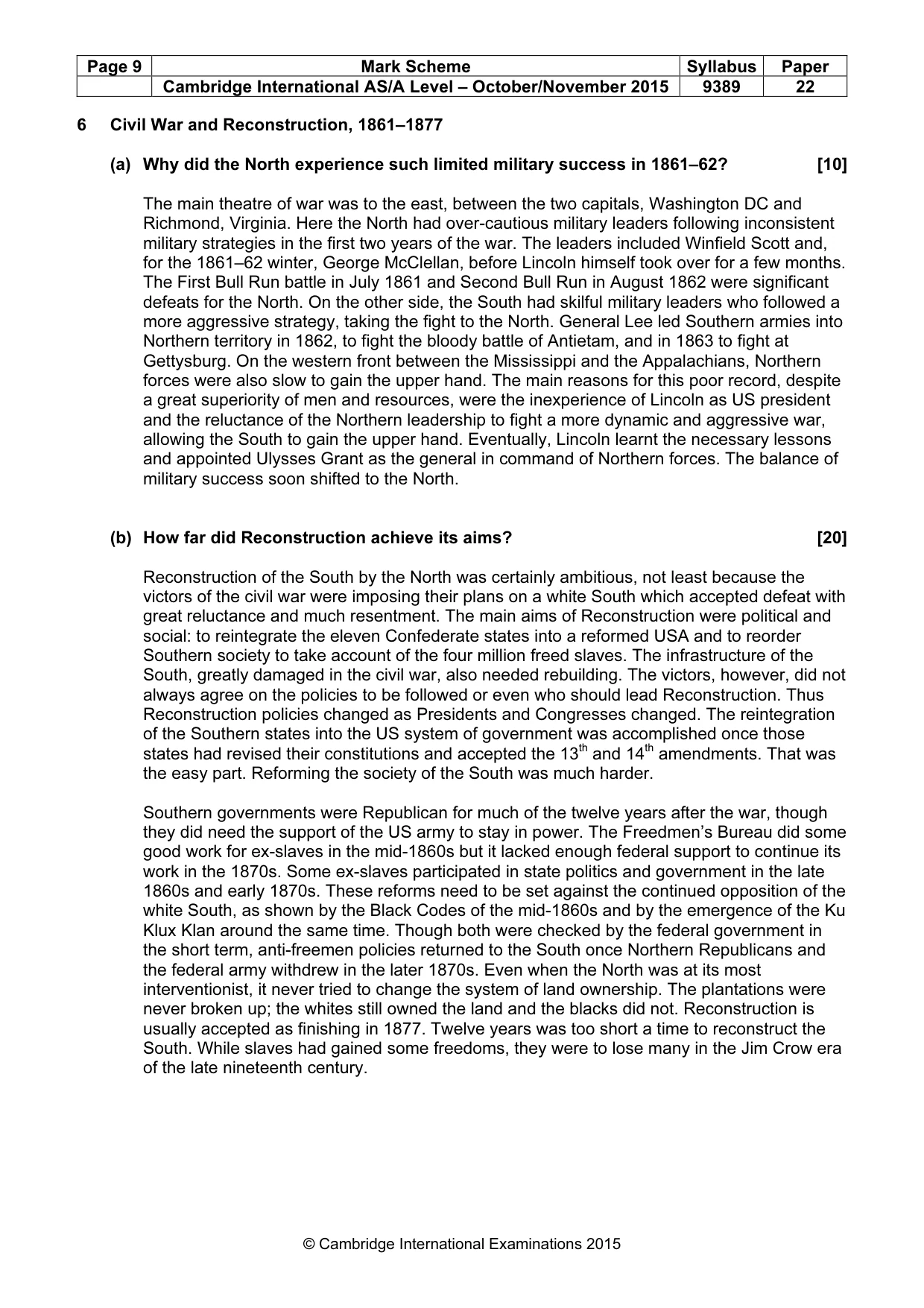 Mark scheme, page 9 of 15