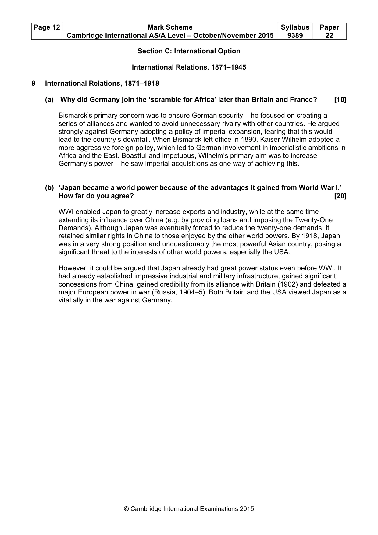Mark scheme, page 12 of 15