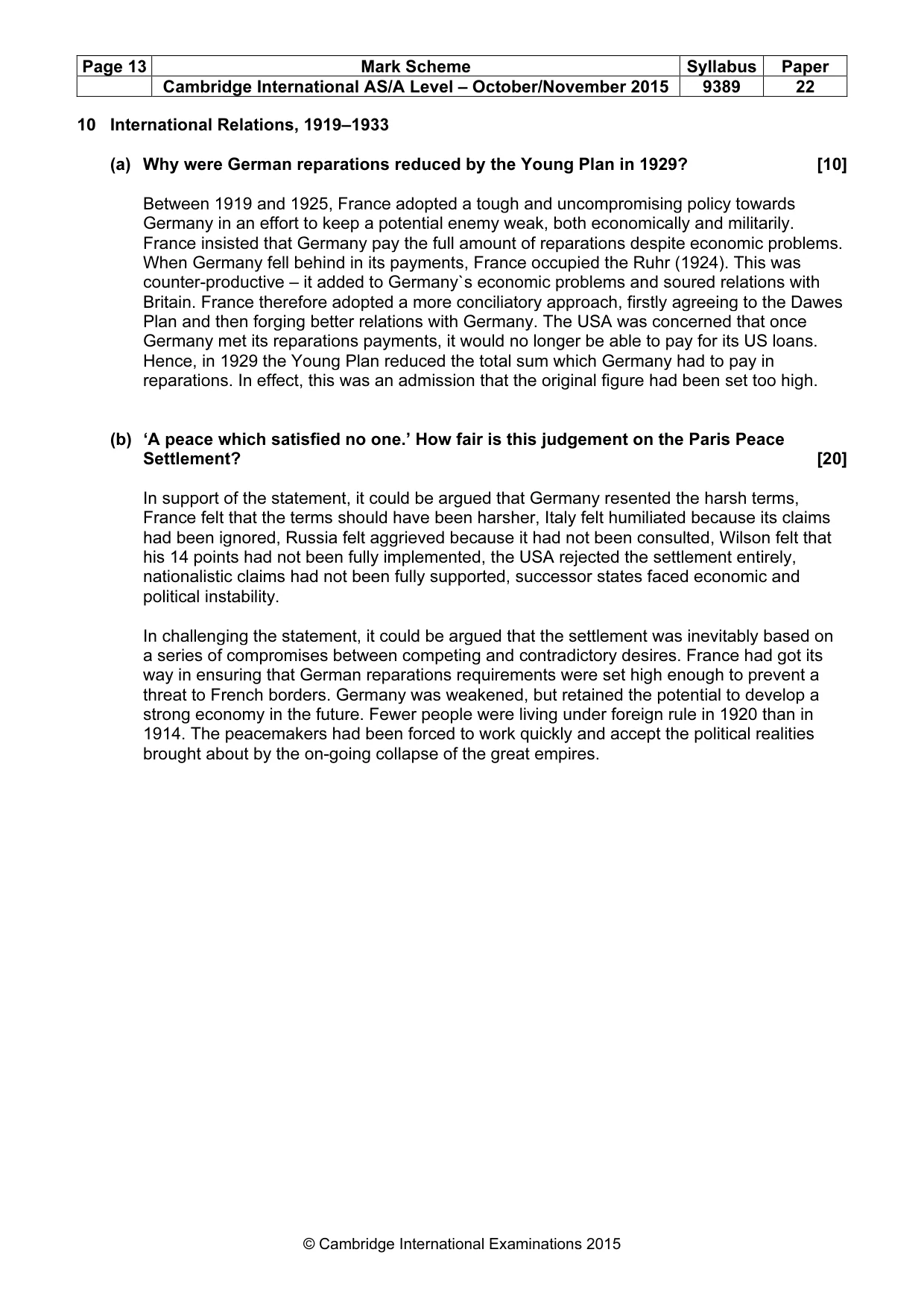Mark scheme, page 13 of 15
