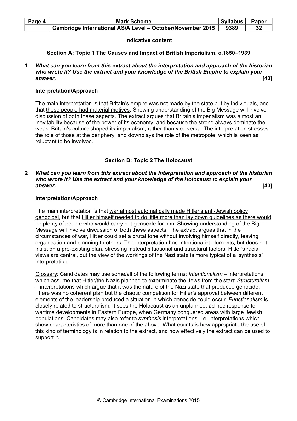 Mark scheme, page 4 of 5