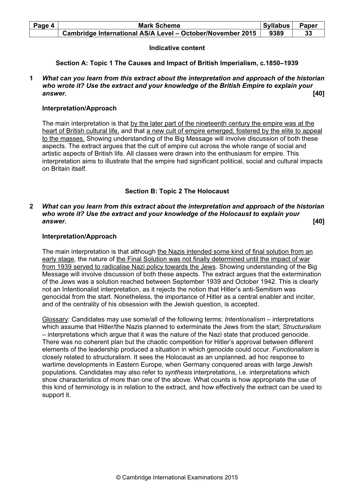 Mark scheme, page 4 of 5