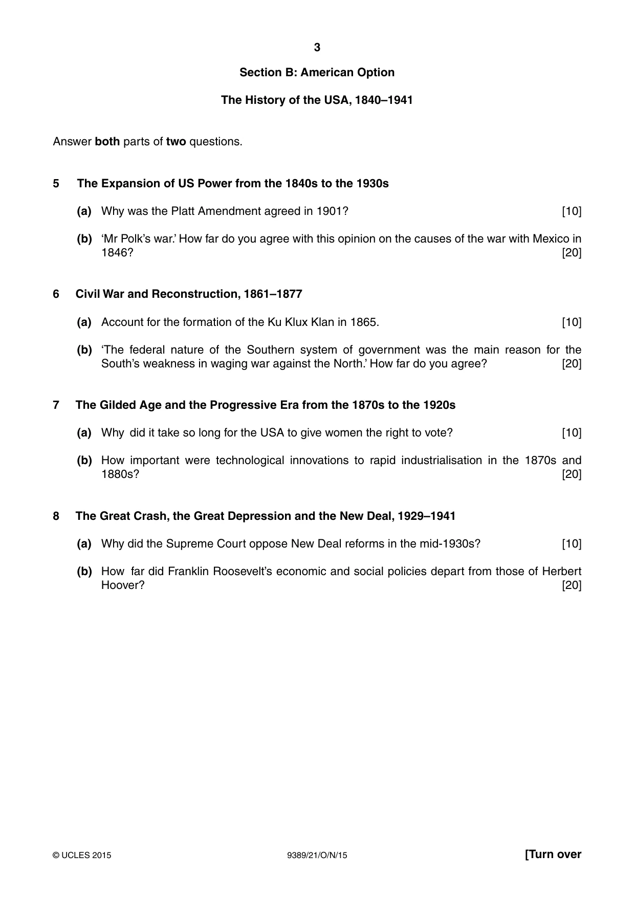 Cambridge A Level History 9389 2015 Oct/Nov Paper 2 · Variant 1 question paper, page 3 of 4