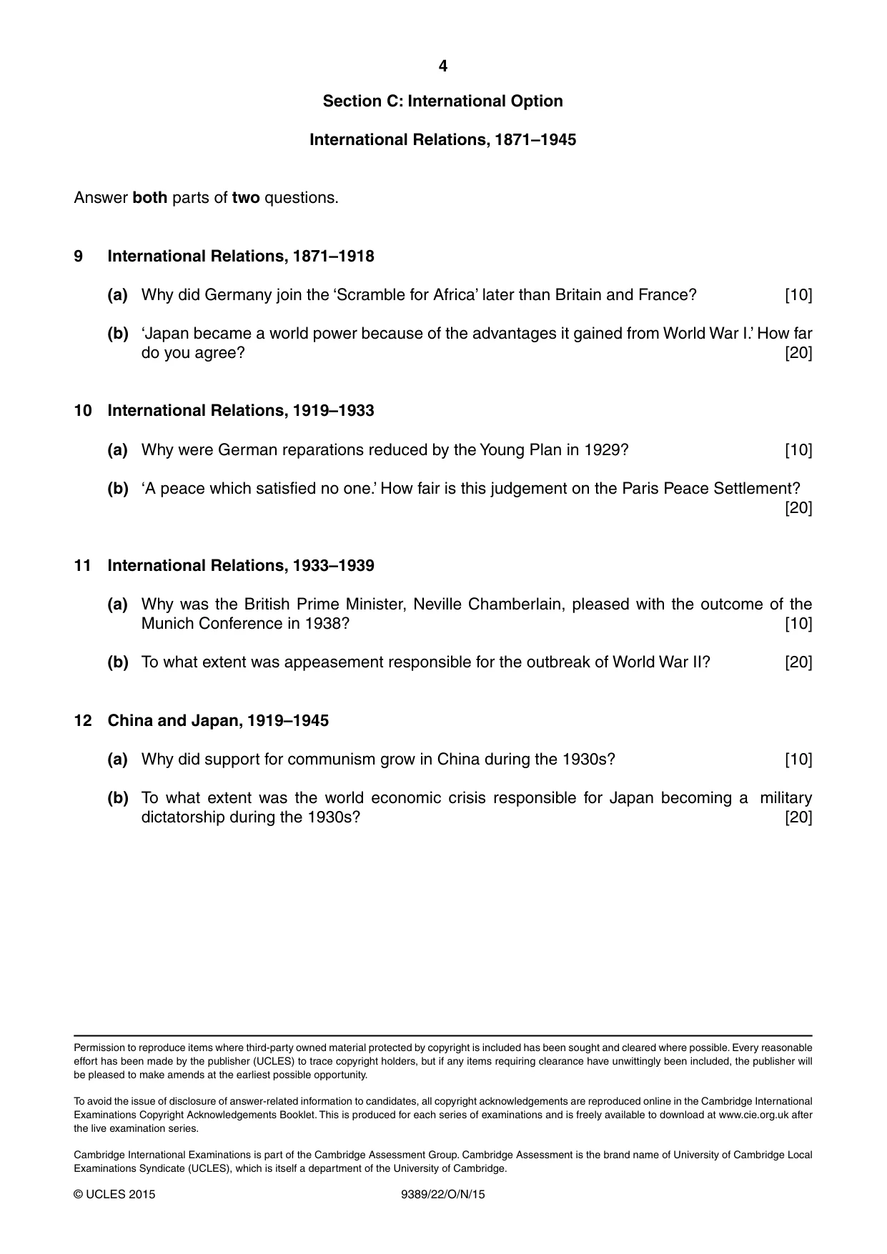 Cambridge A Level History 9389 2015 Oct/Nov Paper 2 · Variant 2 question paper, page 4 of 4