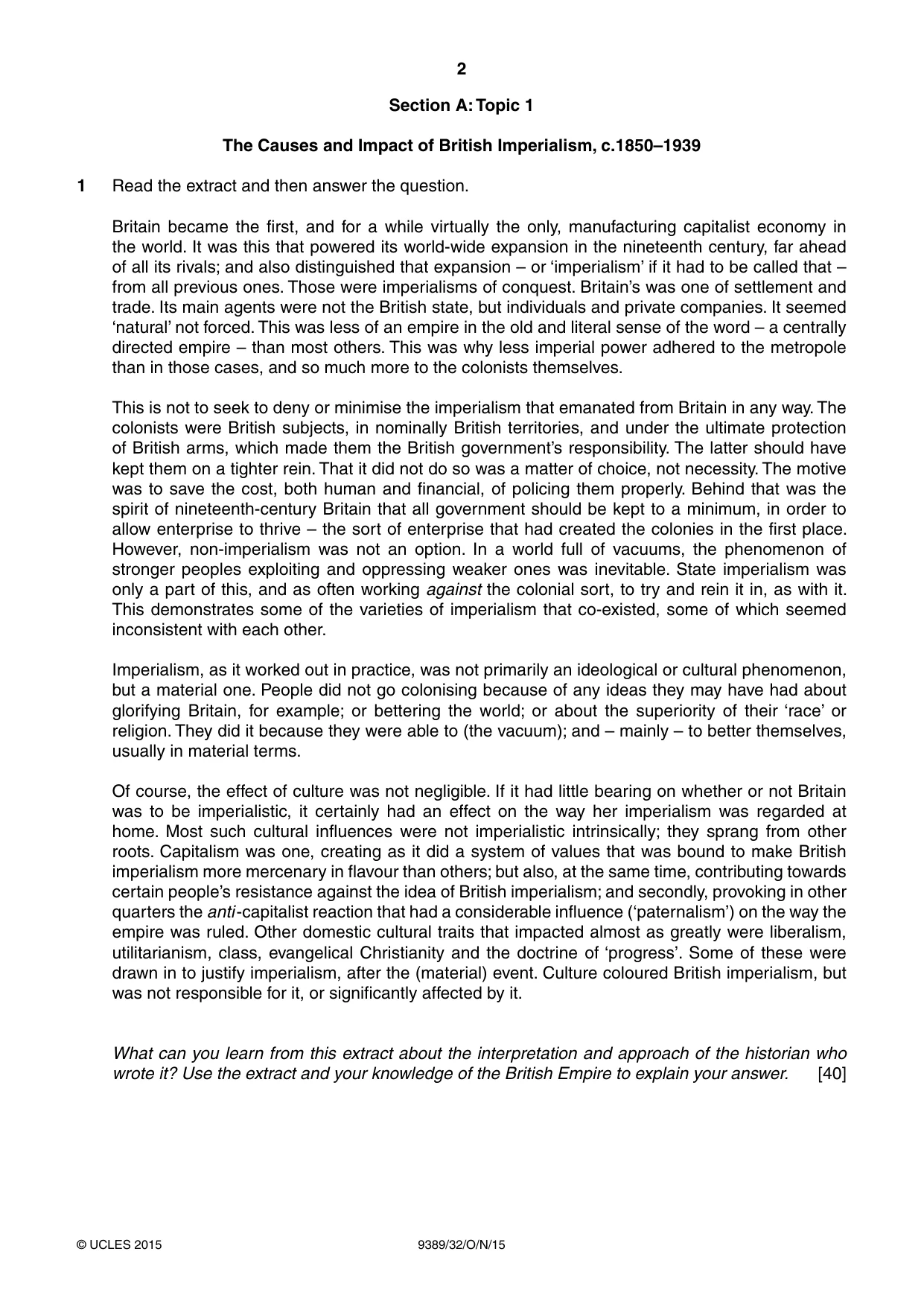 Cambridge A Level History 9389 2015 Oct/Nov Paper 3 · Variant 2 question paper, page 2 of 8