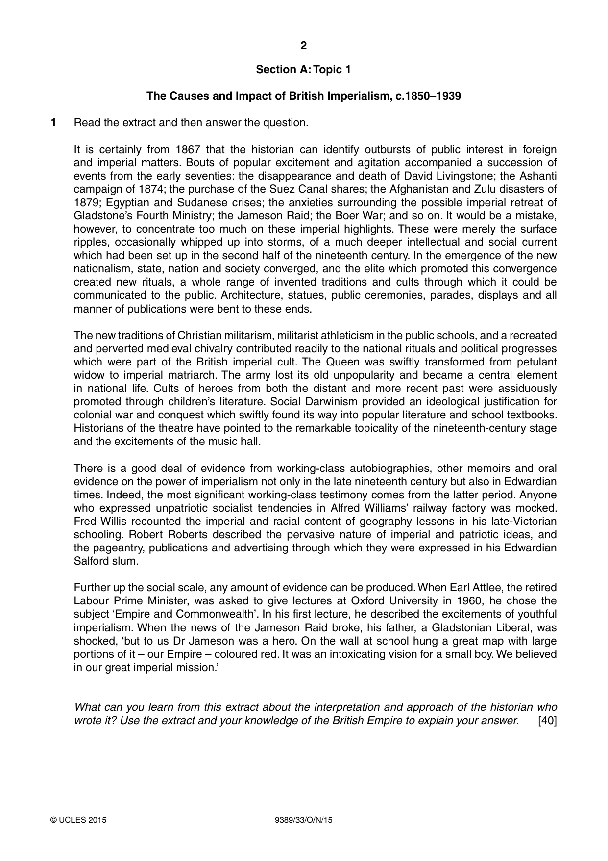 Cambridge A Level History 9389 2015 Oct/Nov Paper 3 · Variant 3 question paper, page 2 of 4