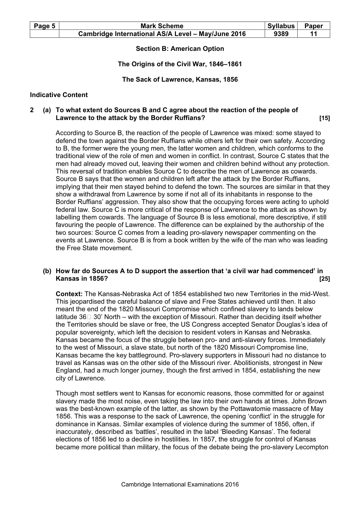 Mark scheme, page 5 of 9