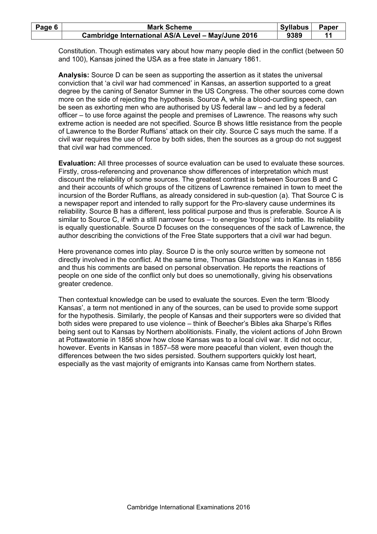 Mark scheme, page 6 of 9