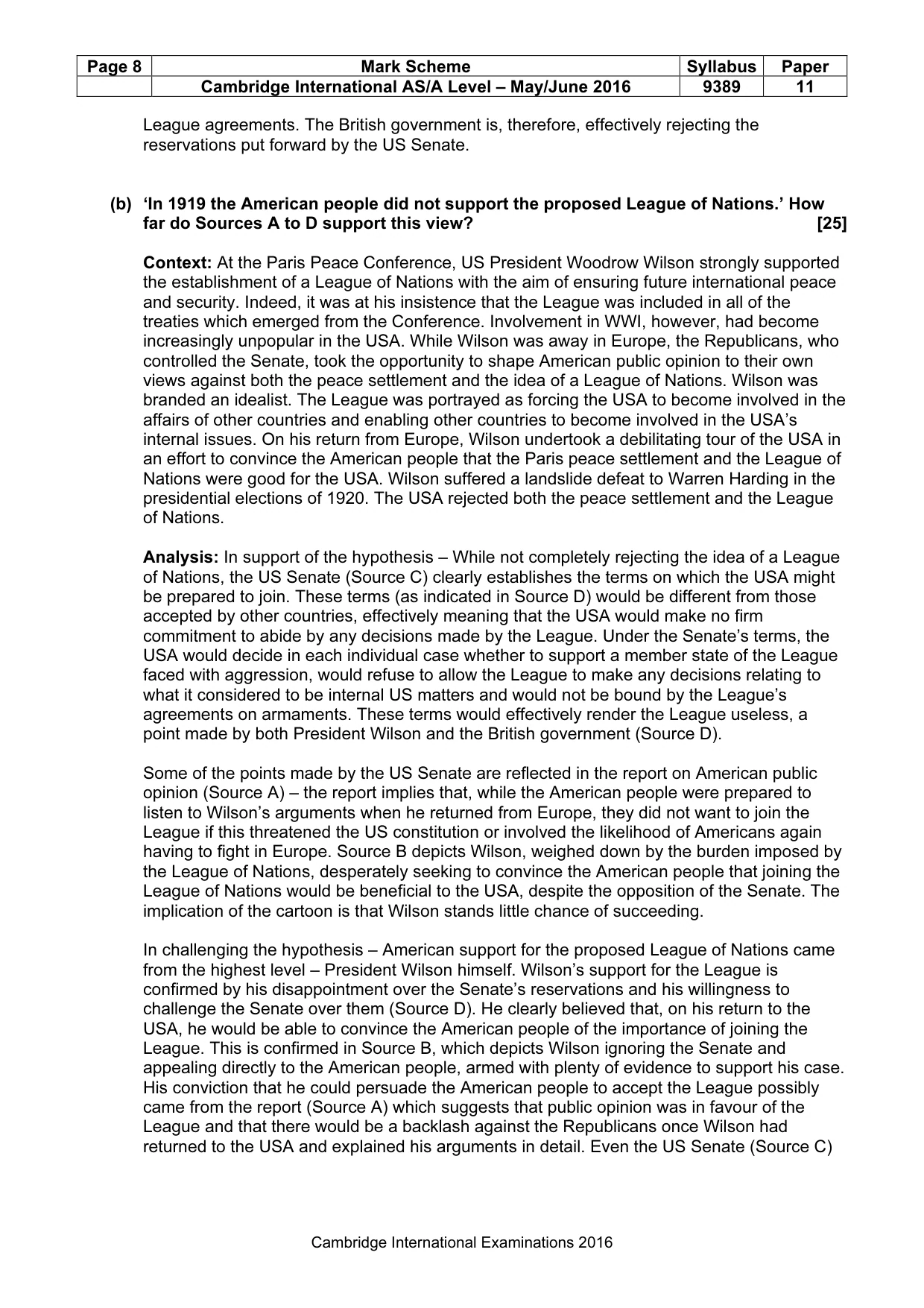 Mark scheme, page 8 of 9