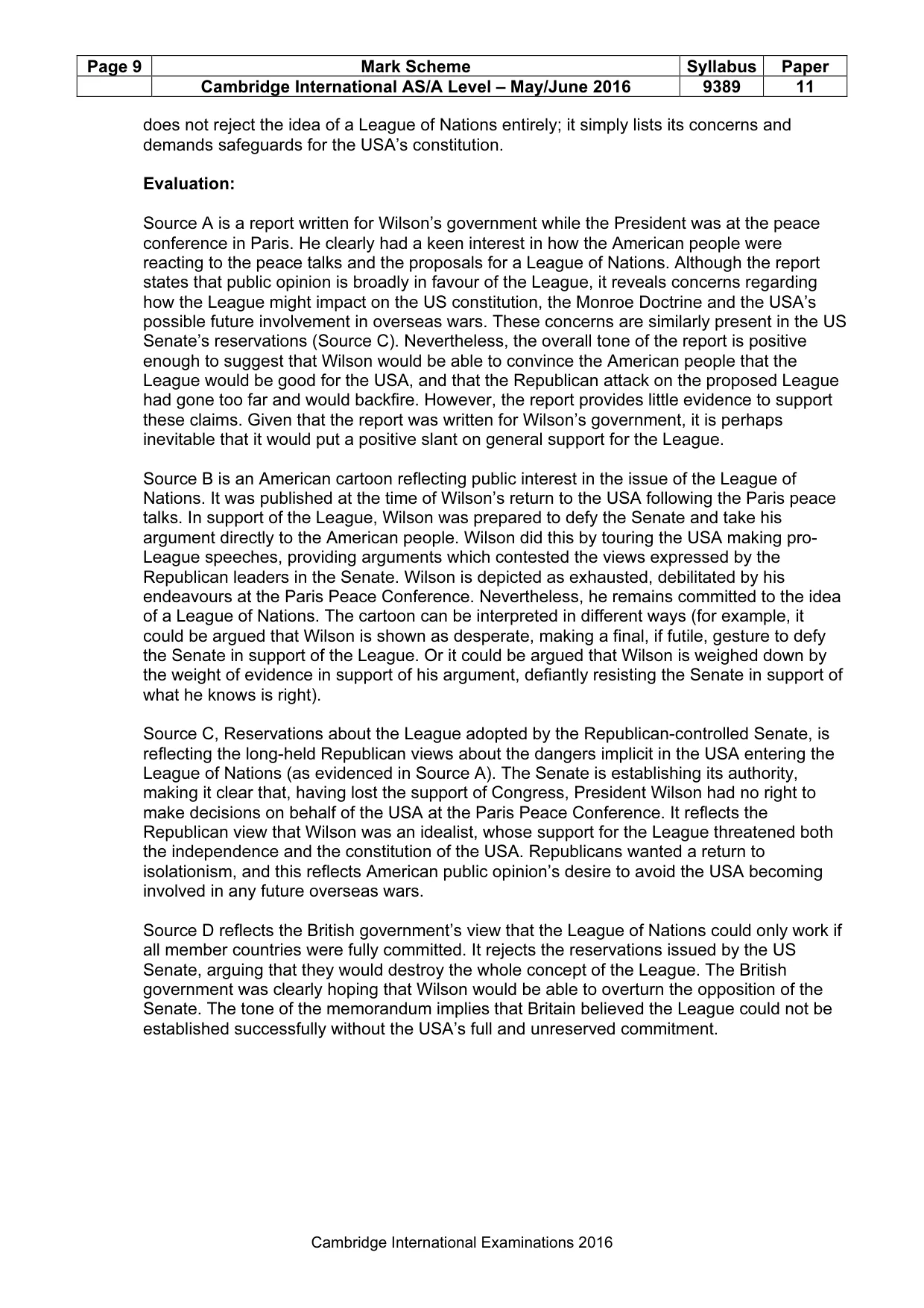 Mark scheme, page 9 of 9