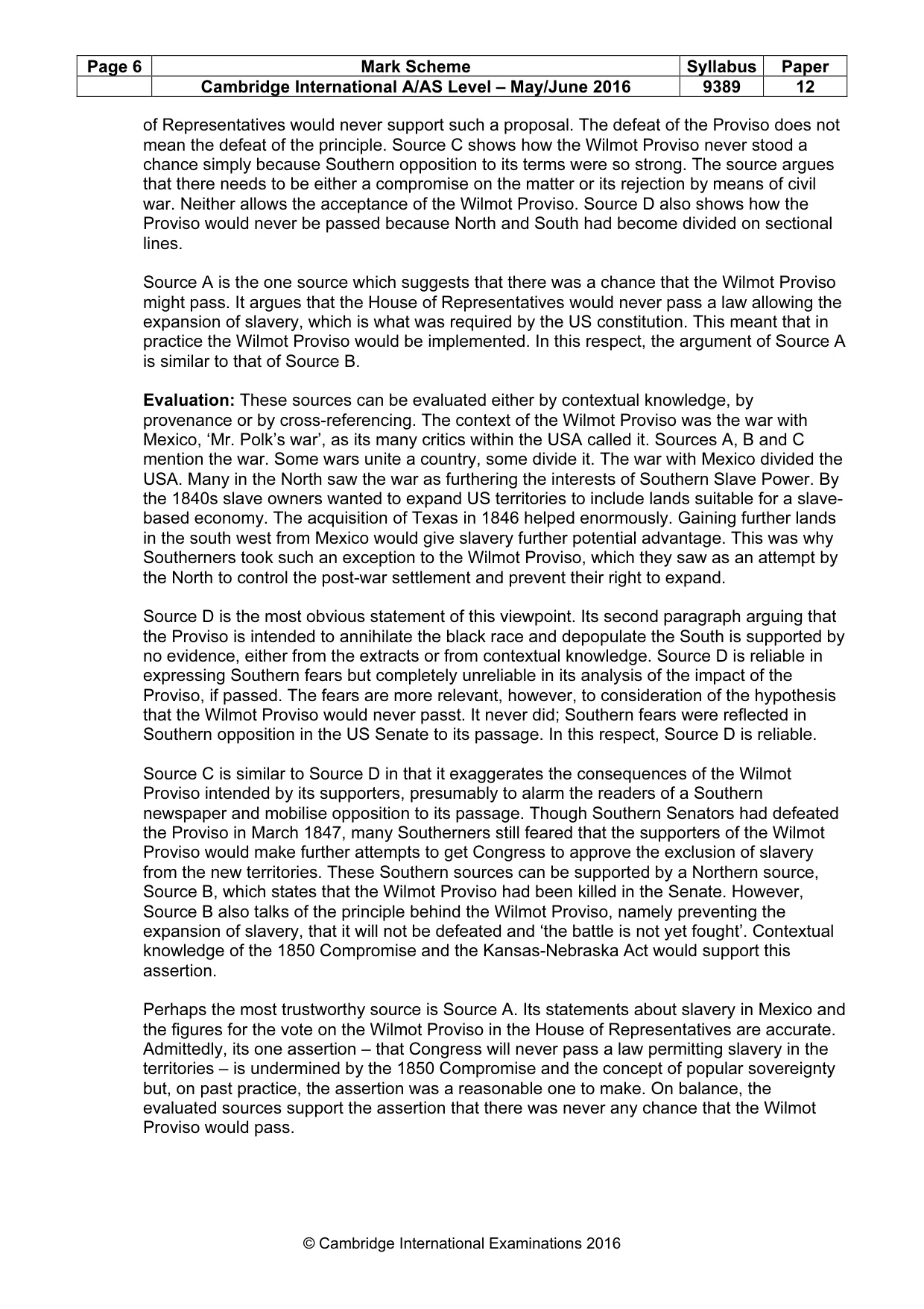 Mark scheme, page 6 of 10
