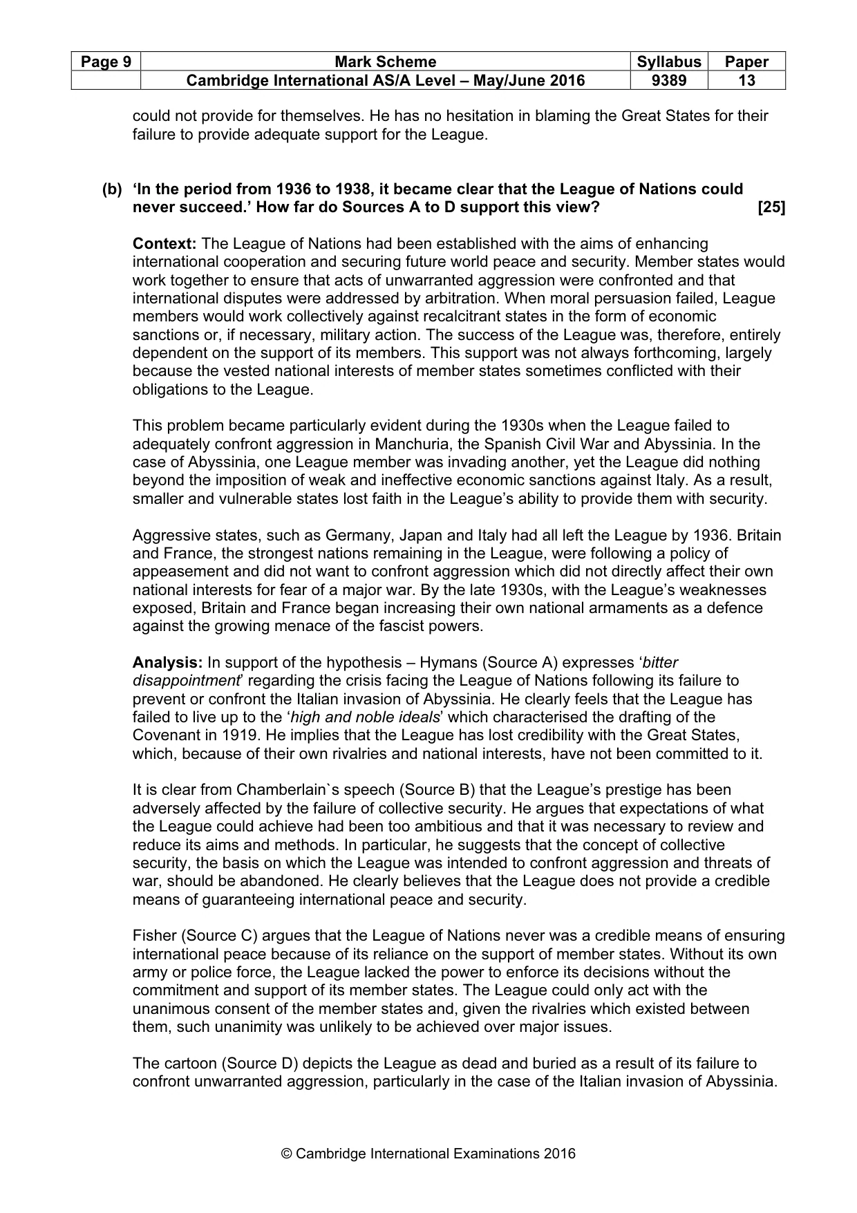 Mark scheme, page 9 of 11