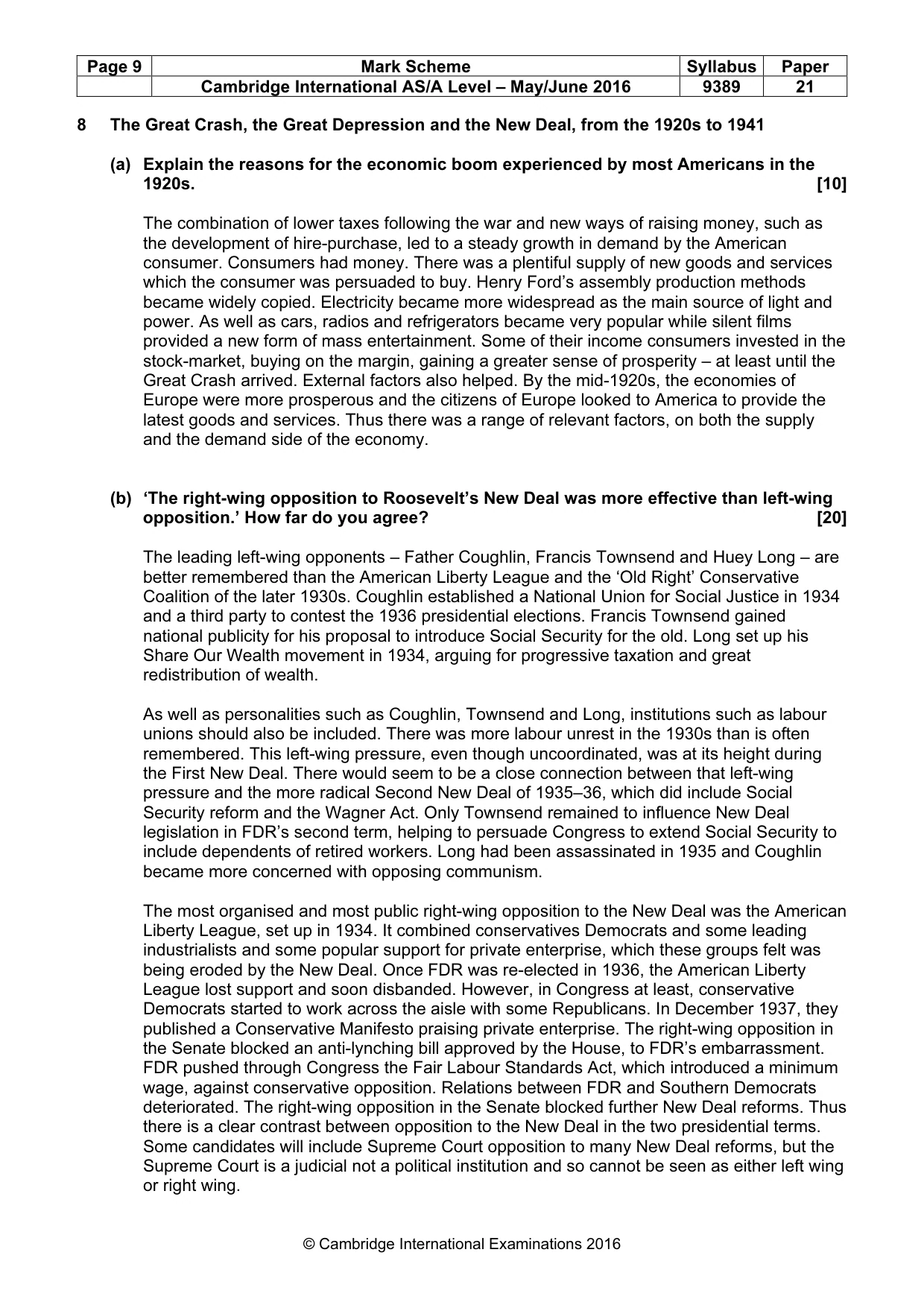 Mark scheme, page 9 of 13