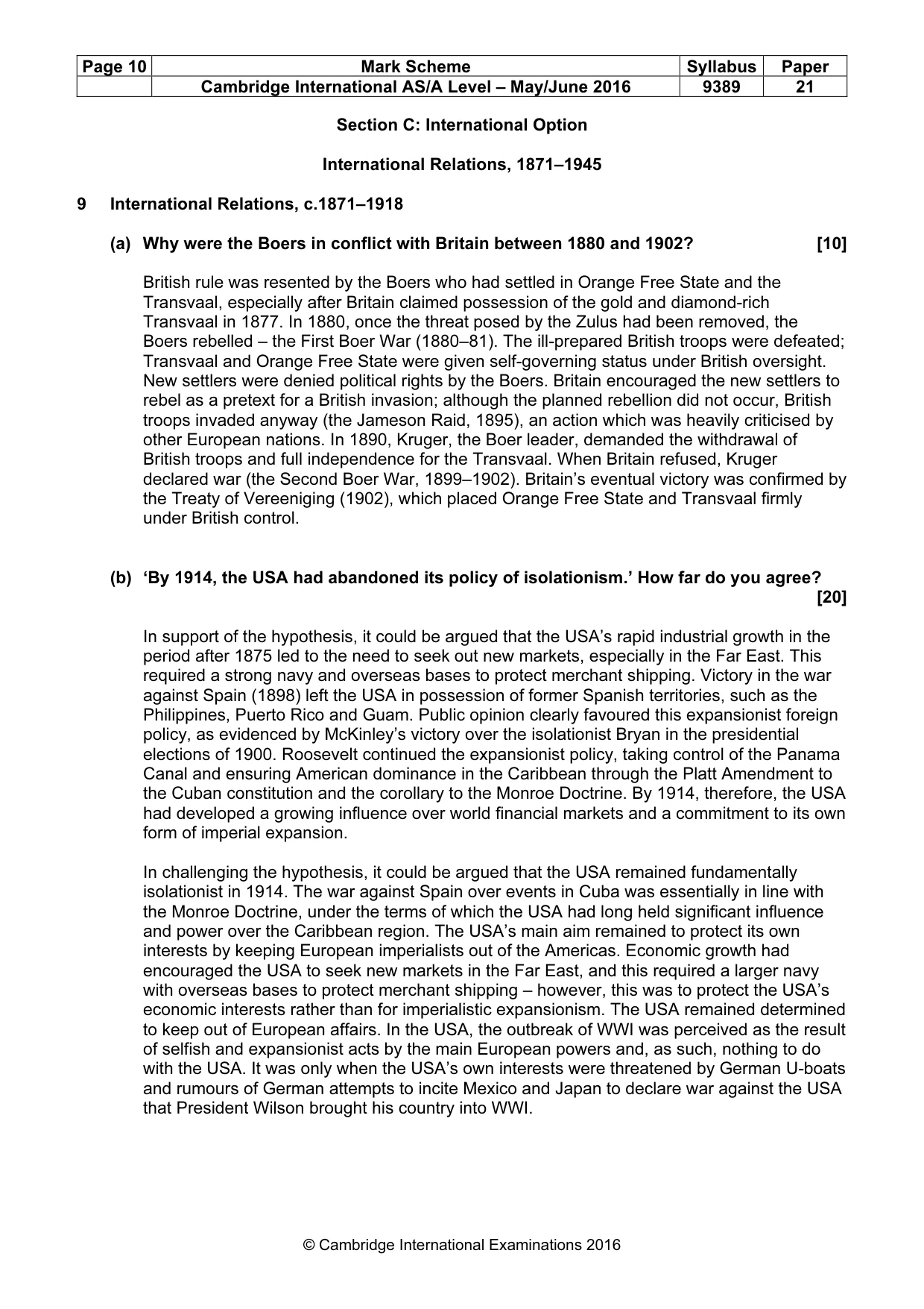 Mark scheme, page 10 of 13