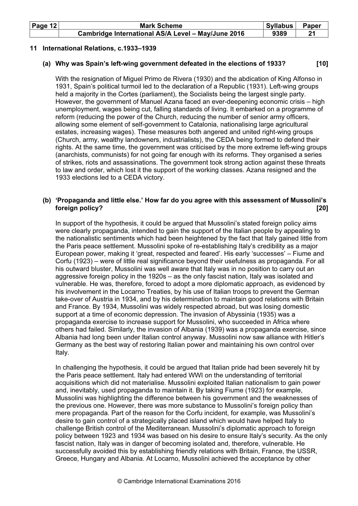 Mark scheme, page 12 of 13