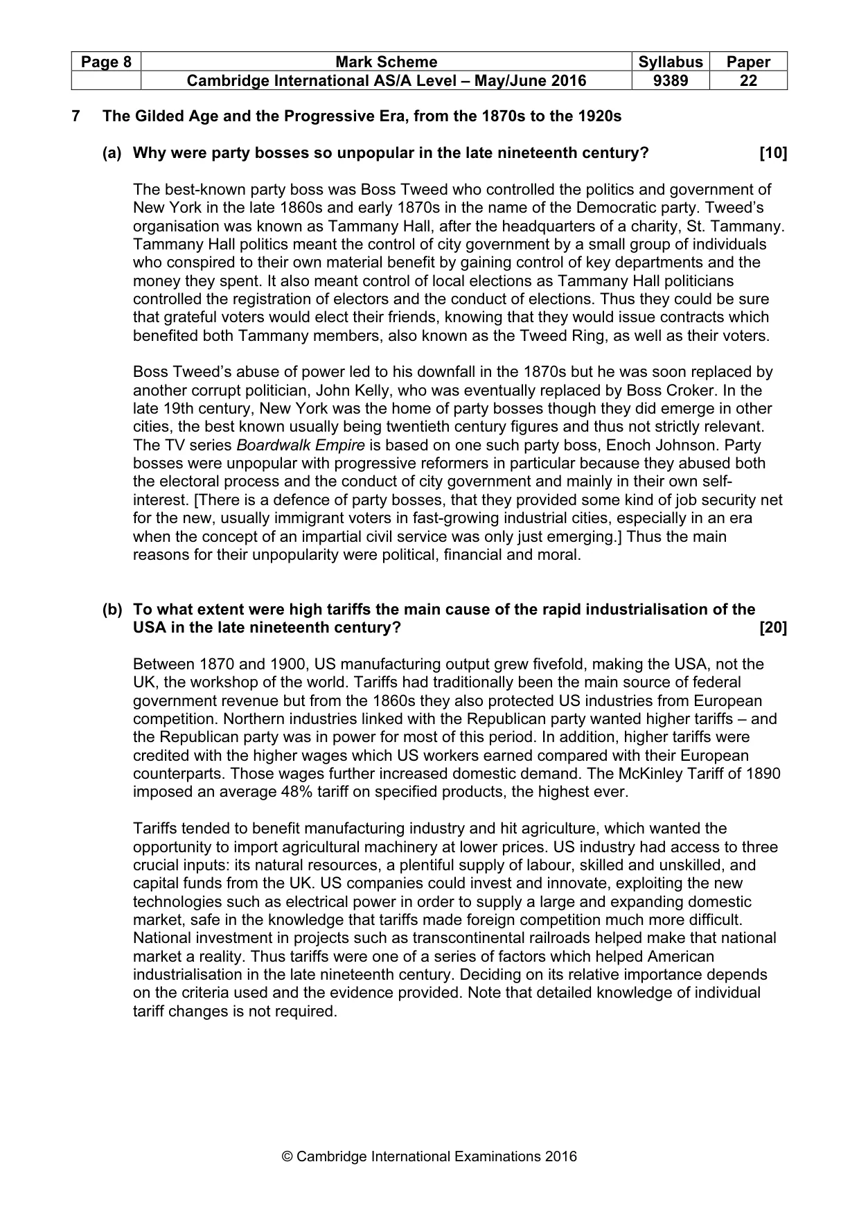 Mark scheme, page 8 of 13