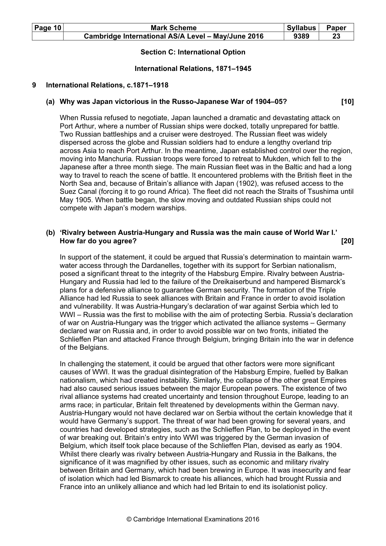 Mark scheme, page 10 of 14