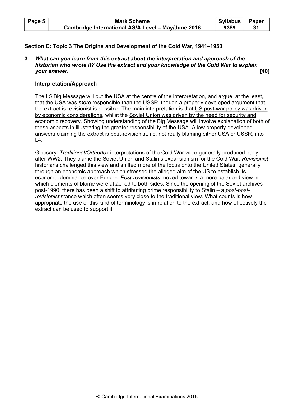 Mark scheme, page 5 of 5