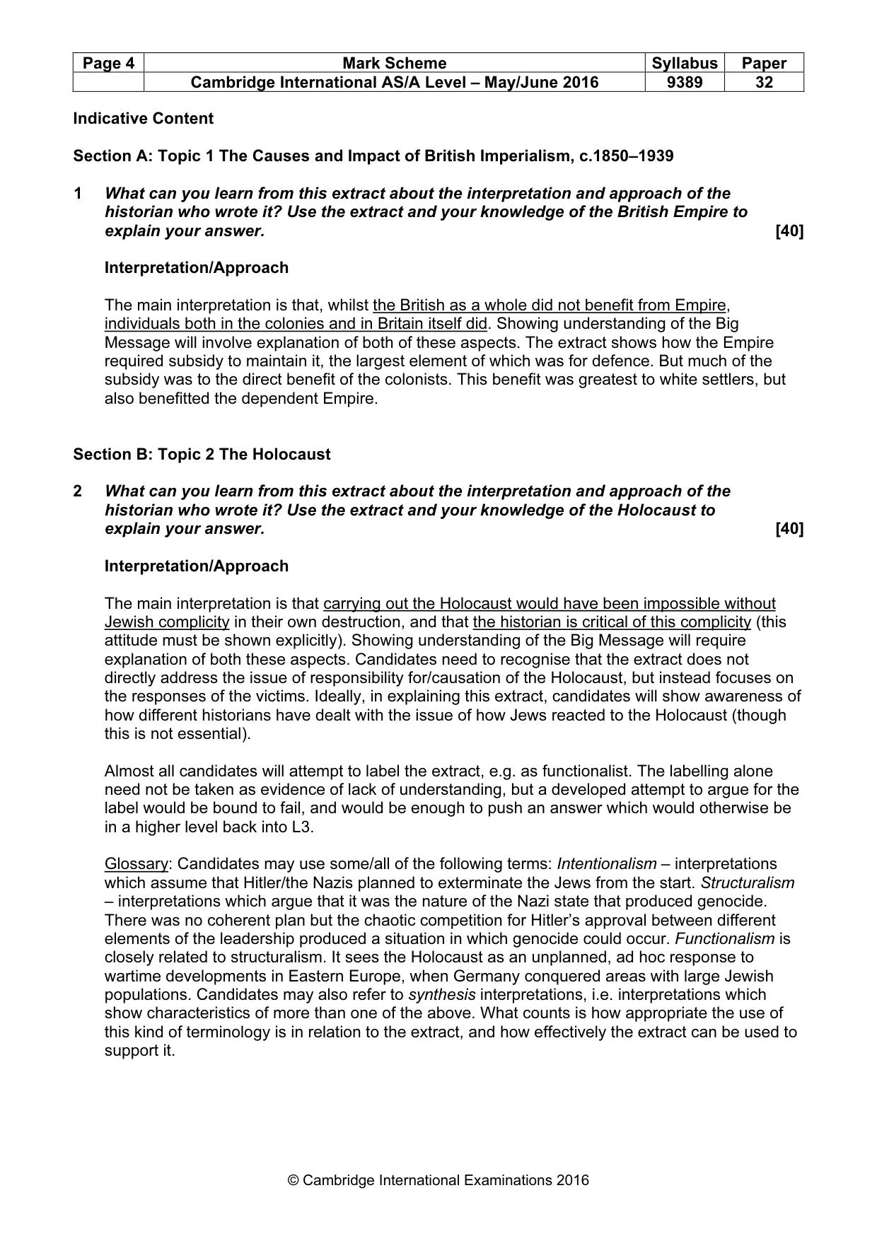 Mark scheme, page 4 of 5