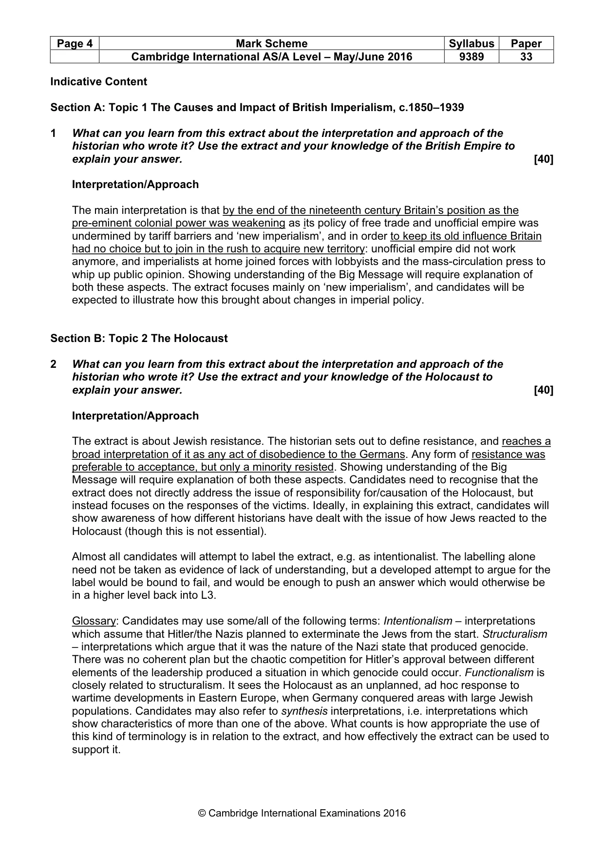 Mark scheme, page 4 of 5
