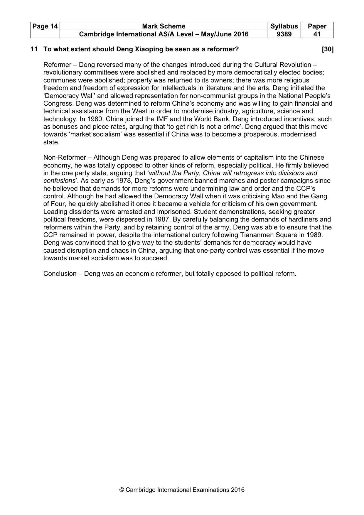 Mark scheme, page 14 of 15