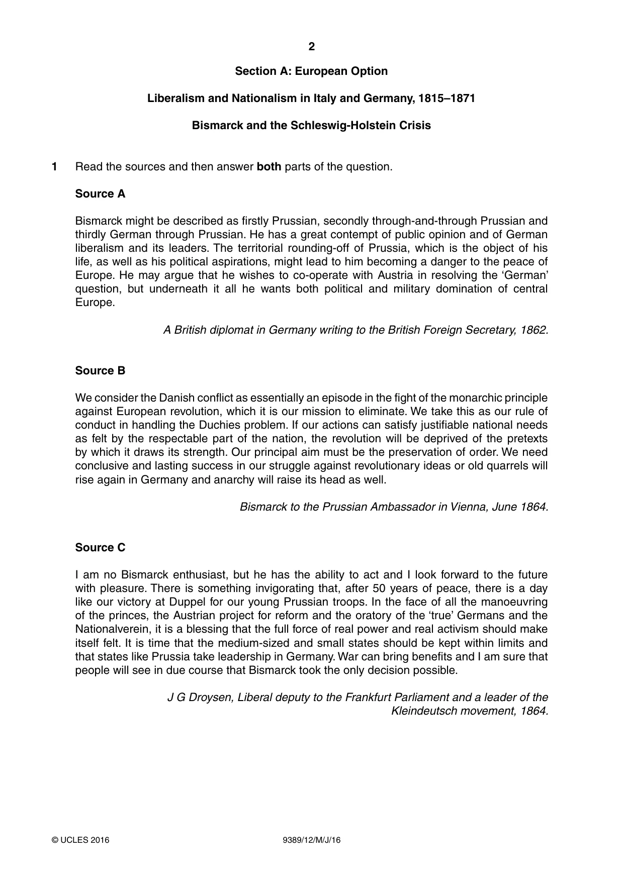Cambridge A Level History 9389 2016 May/June Paper 1 · Variant 2 question paper, page 2 of 8